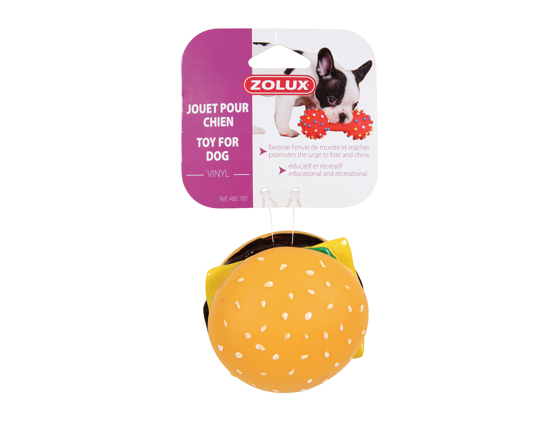 Jouet chien ZOLUX hamburger vinyl 8cm