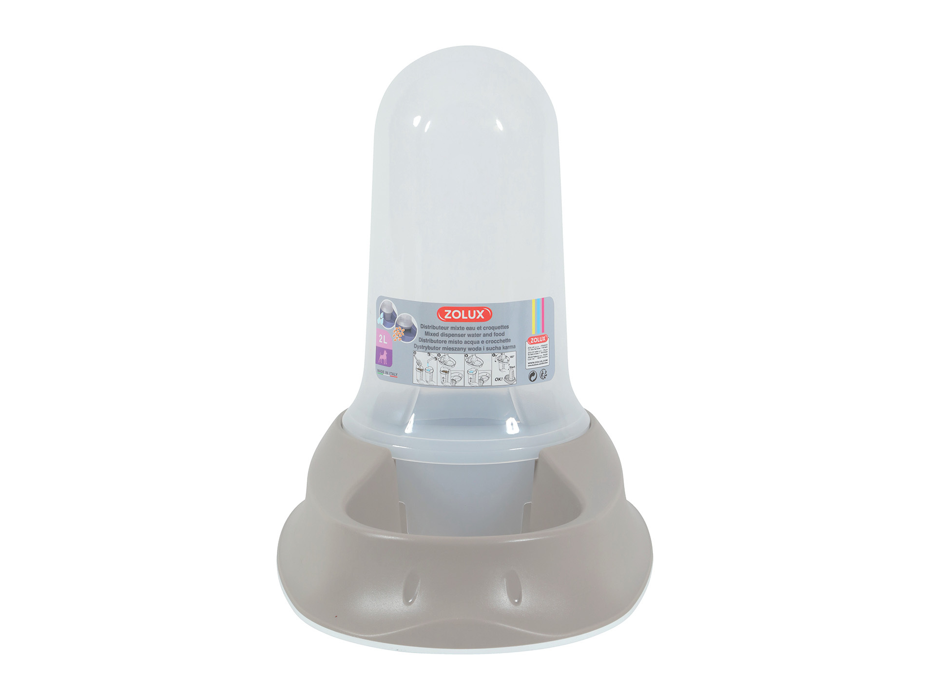 Distributeur mixte ZOLUX Smart Bowl 2l taupe