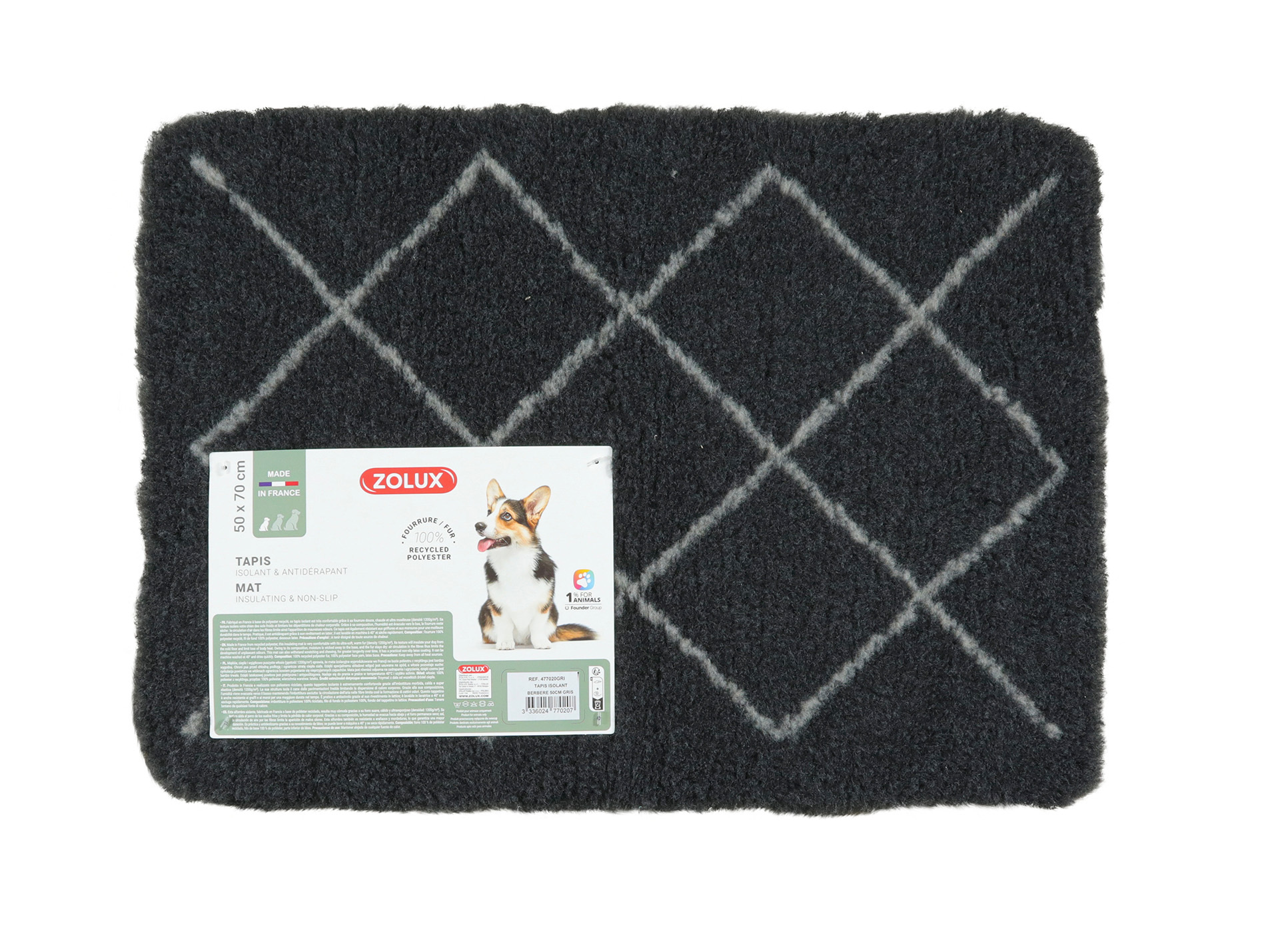 Tapis chien ZOLUX isolant berbère 50cm gris