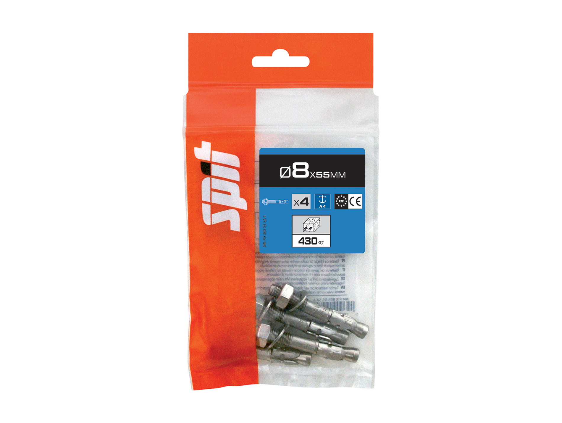 Goujons d'ancrage A4 SPIT Ø8mm L.55mm x4