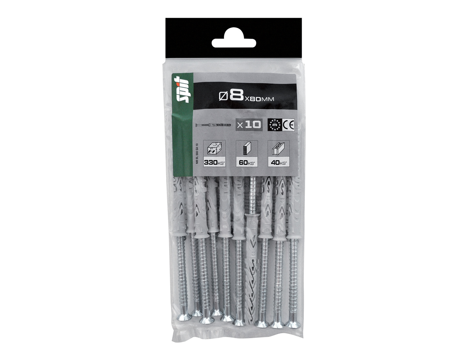 Chevilles traversantes avec vis TF SPIT Ø8mm L.80mm x10