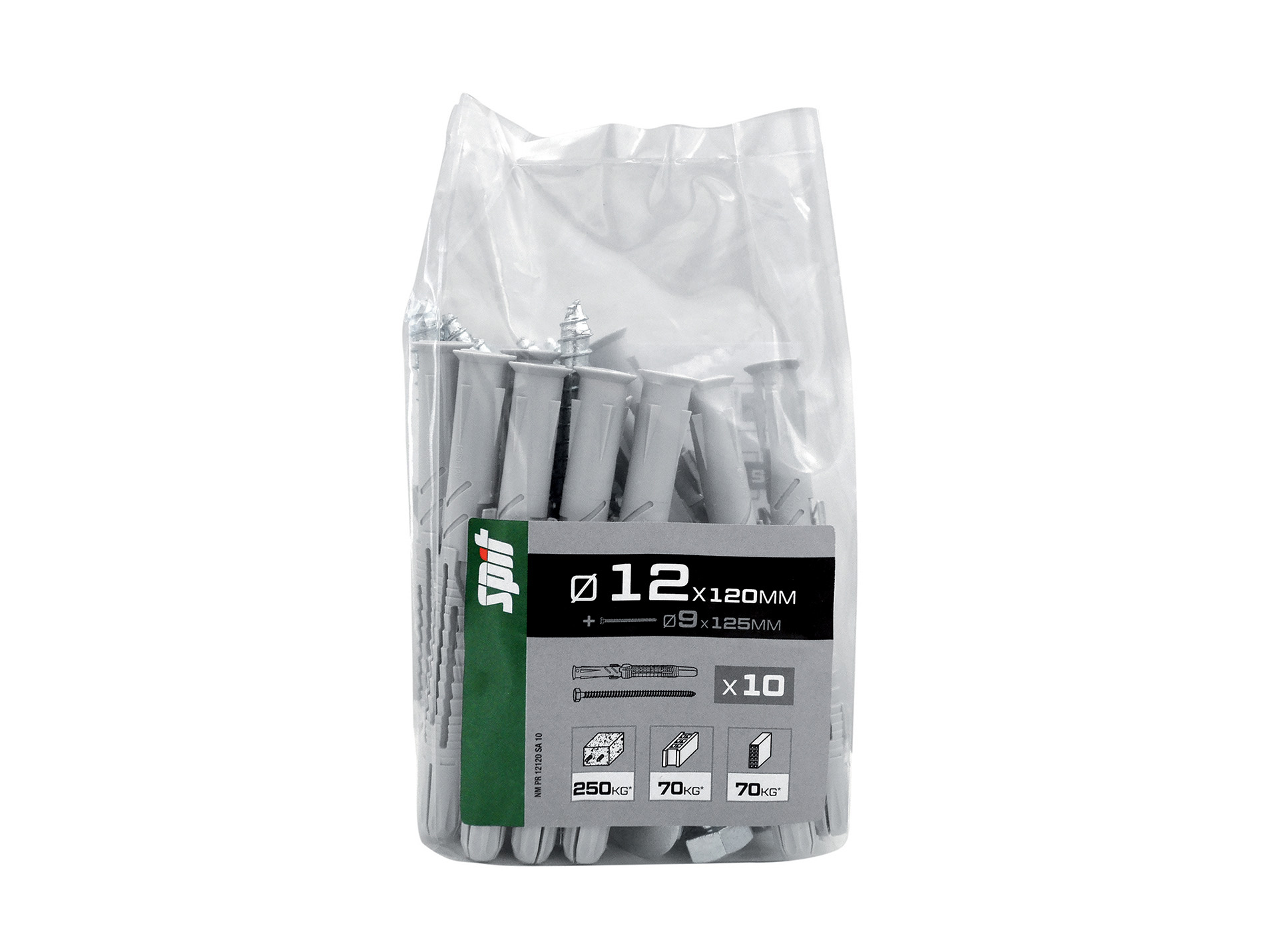 Chevilles à expansion avec vis TH Ø9mm SPIT Ø12mm L.120mm x10