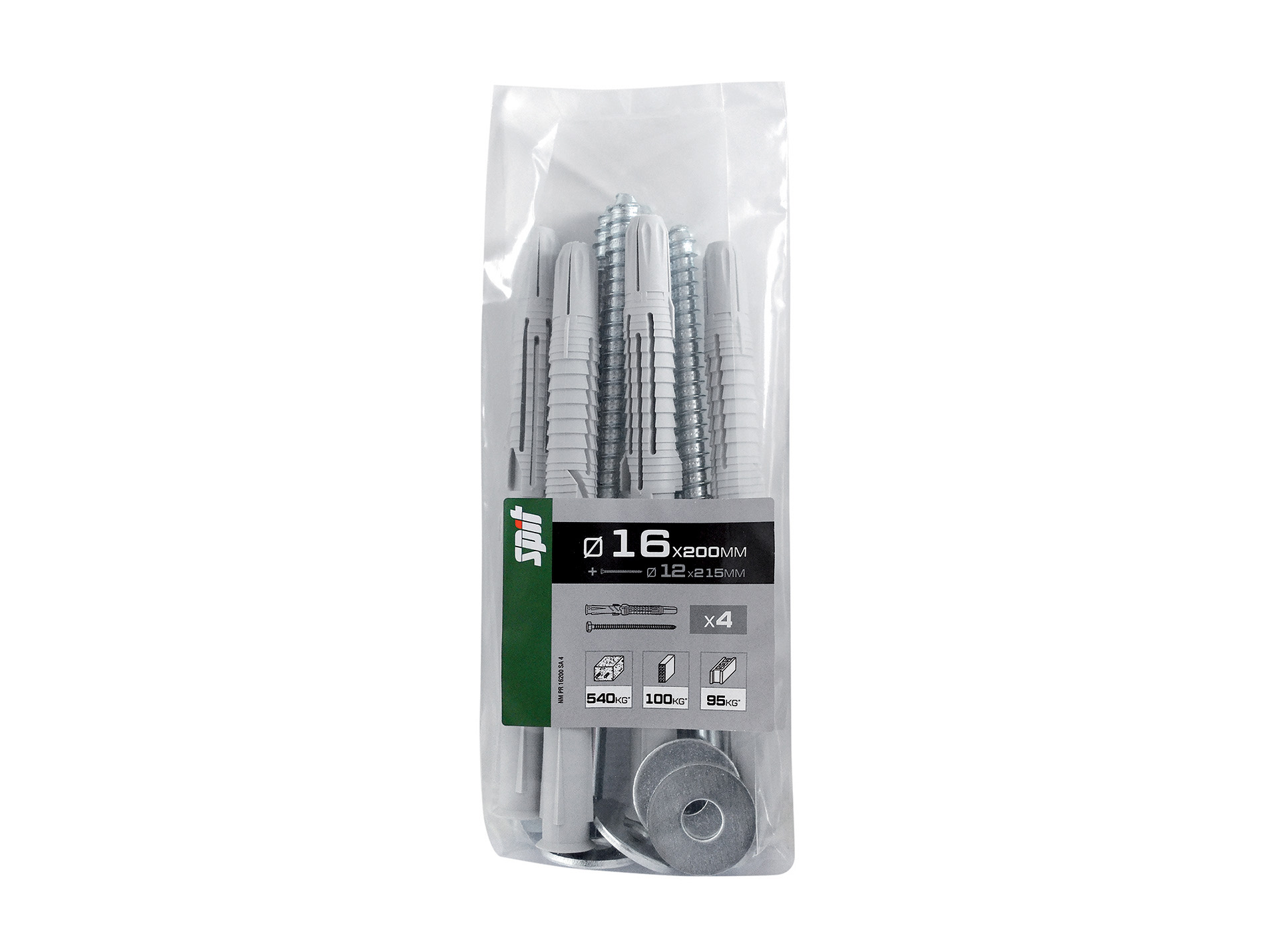 Chevilles à expansion avec vis TH Ø12mm SPIT Ø16mm L.200mm x4