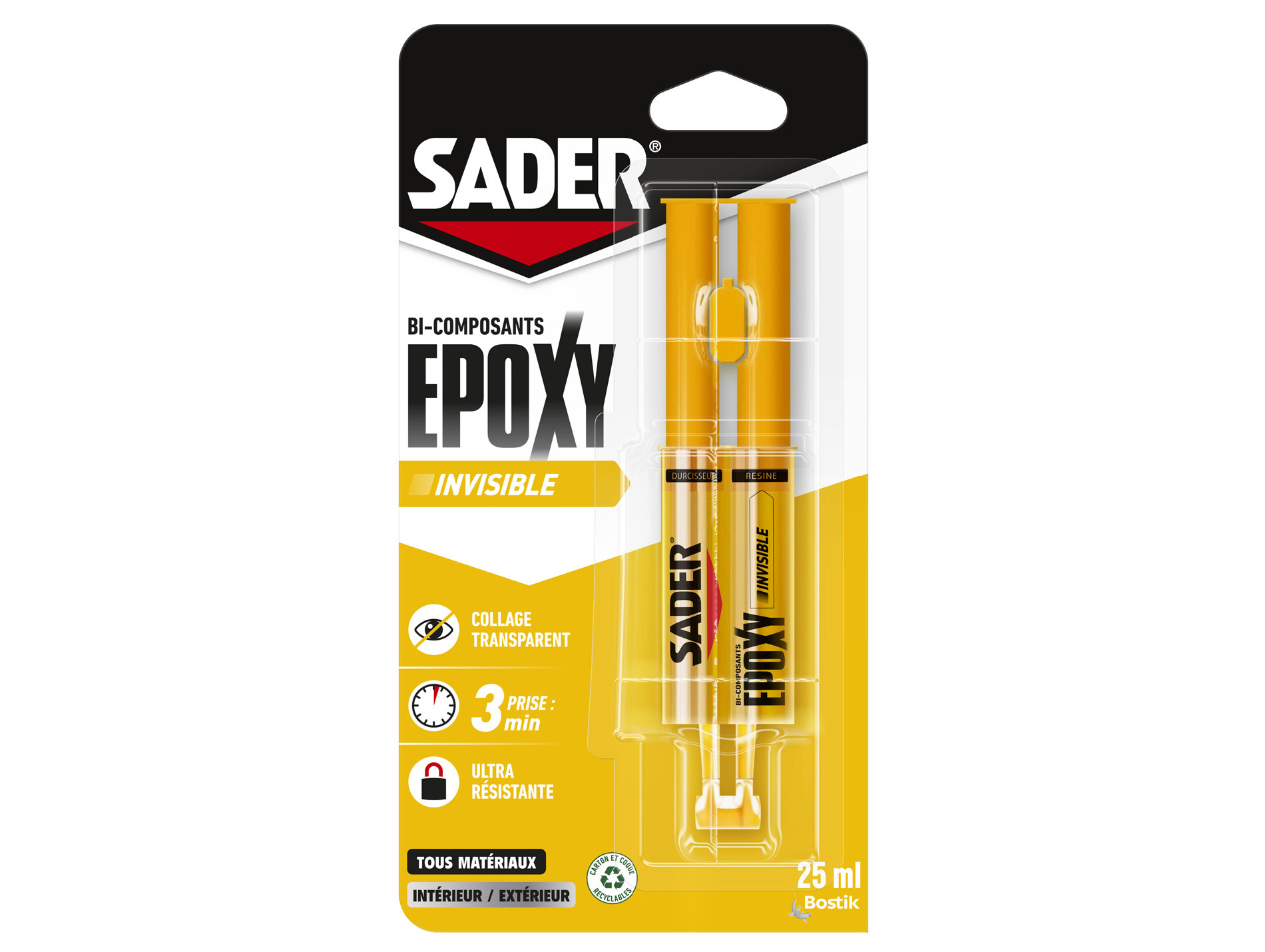 Colle SADER Epoxy invisible en seringue 25ml