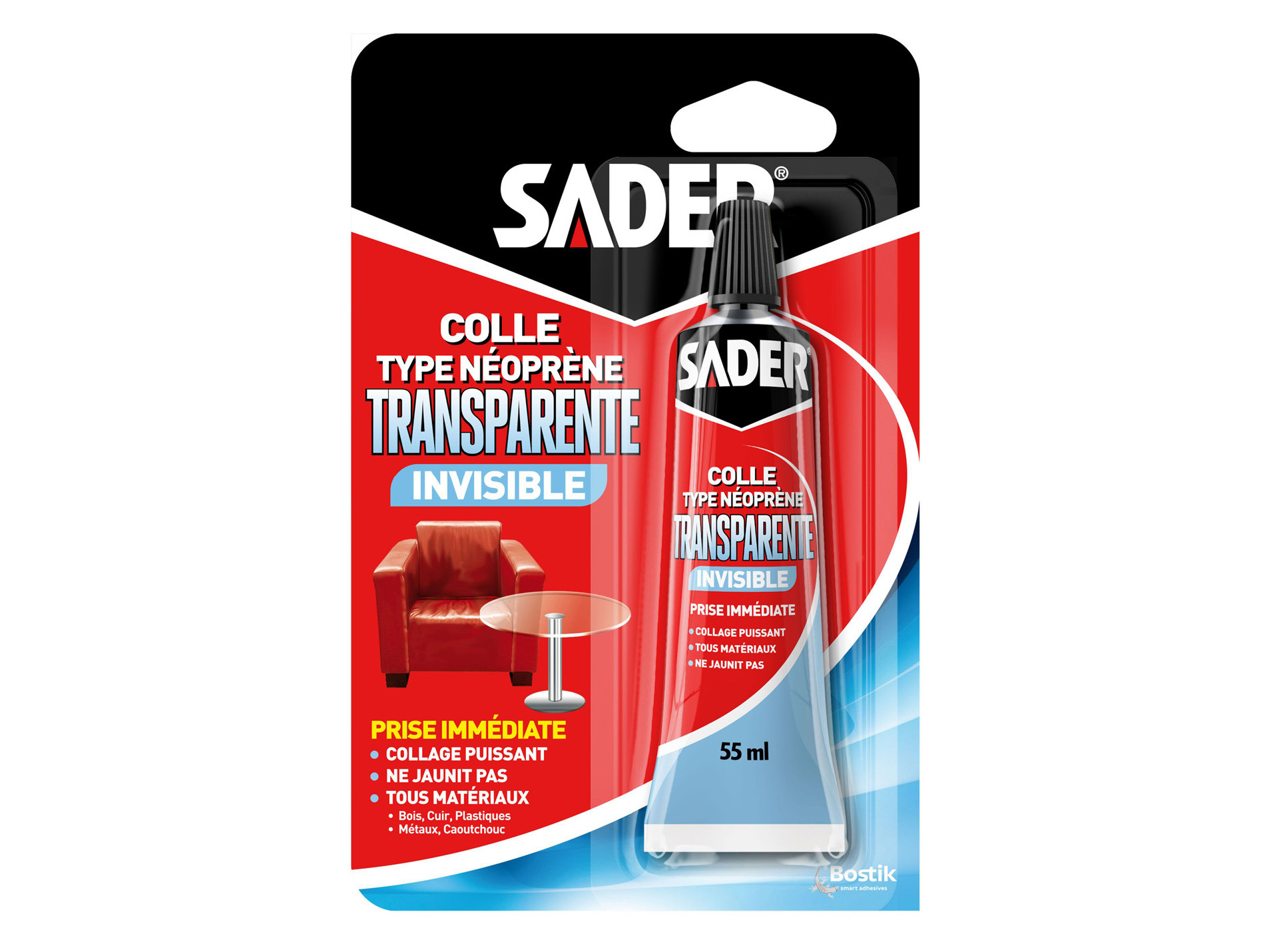 Colle SADER type néoprène transparente invisible 55ml