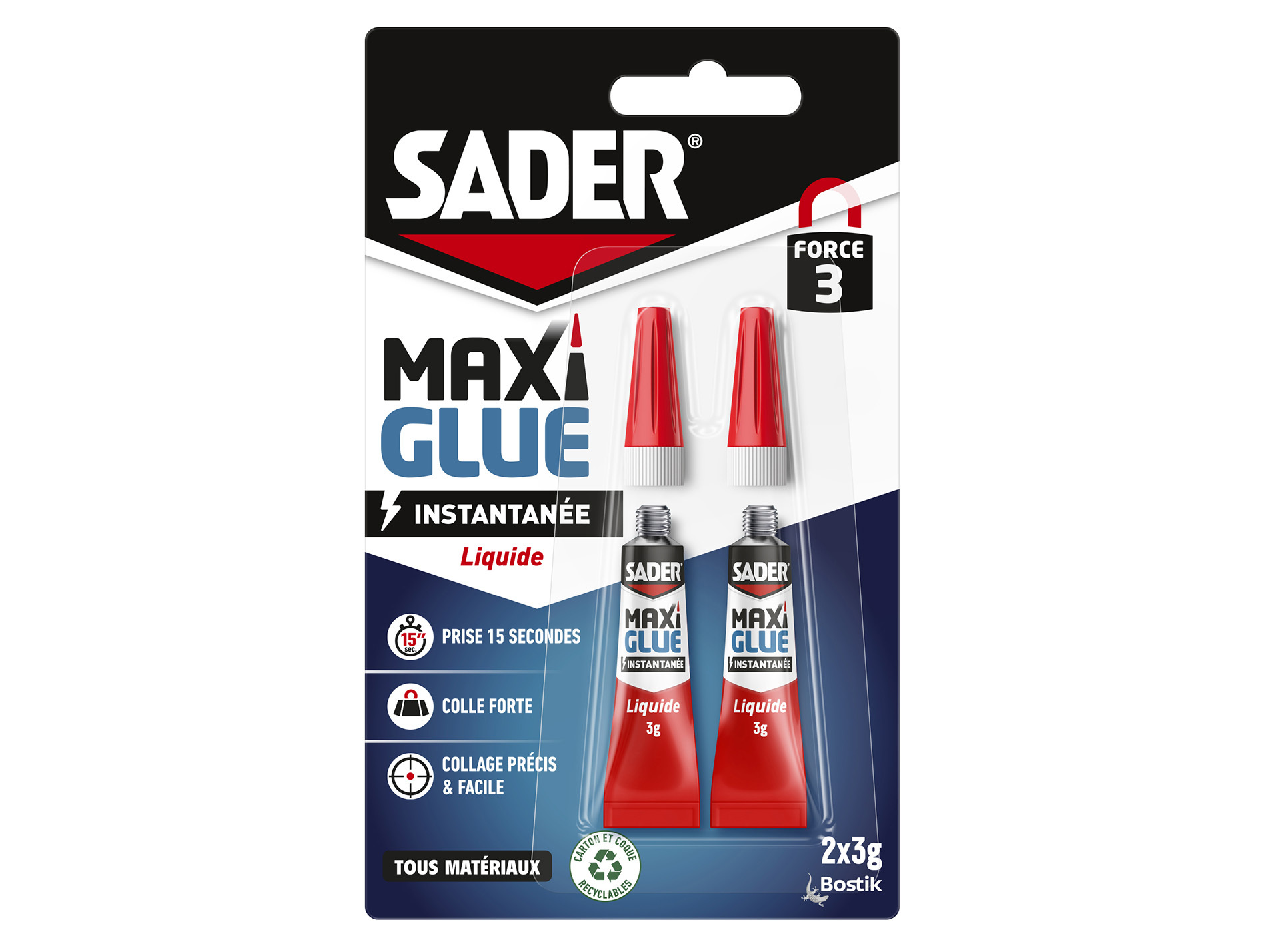 Maxiglue universelle SADER liquide 2x3g