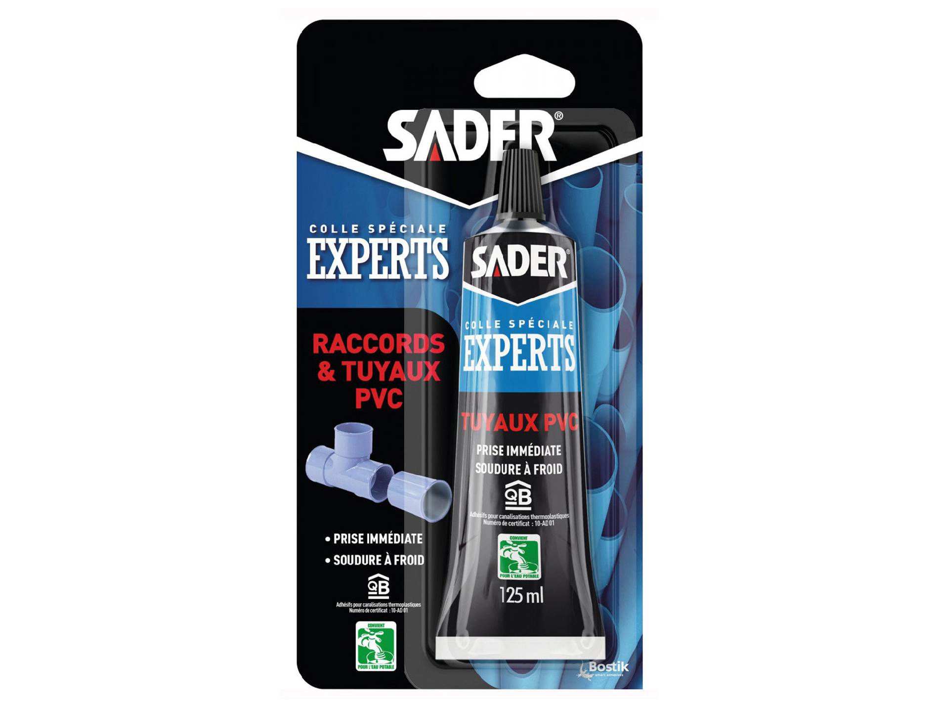 Colle pour raccord & tuyaux PVC SADER 55ml