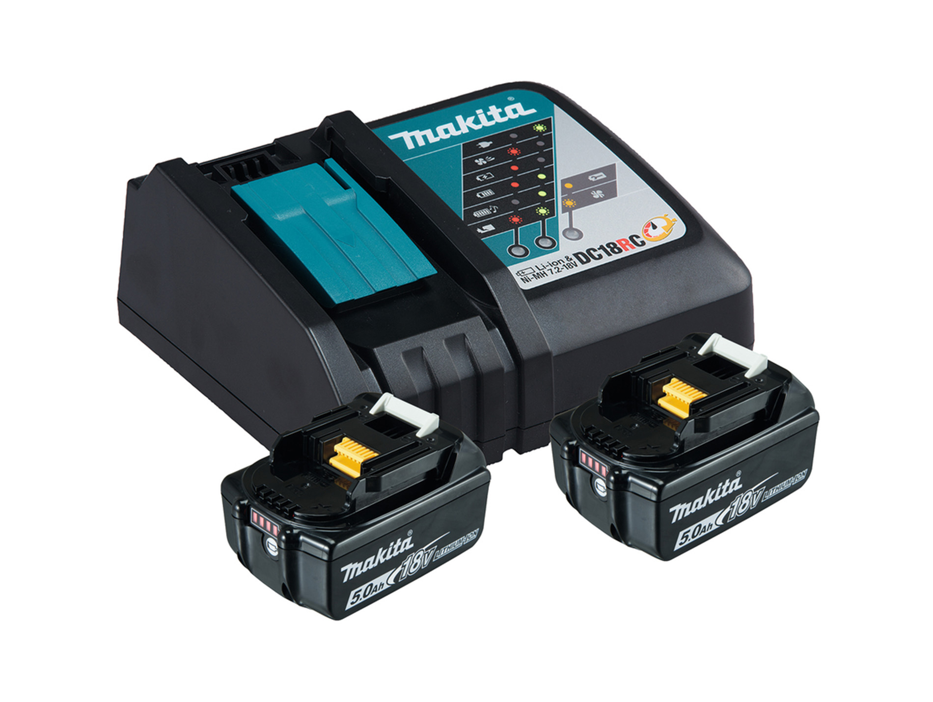 Pack de 2 batteries 18V + 1 chargeur MAKITA 5Ah