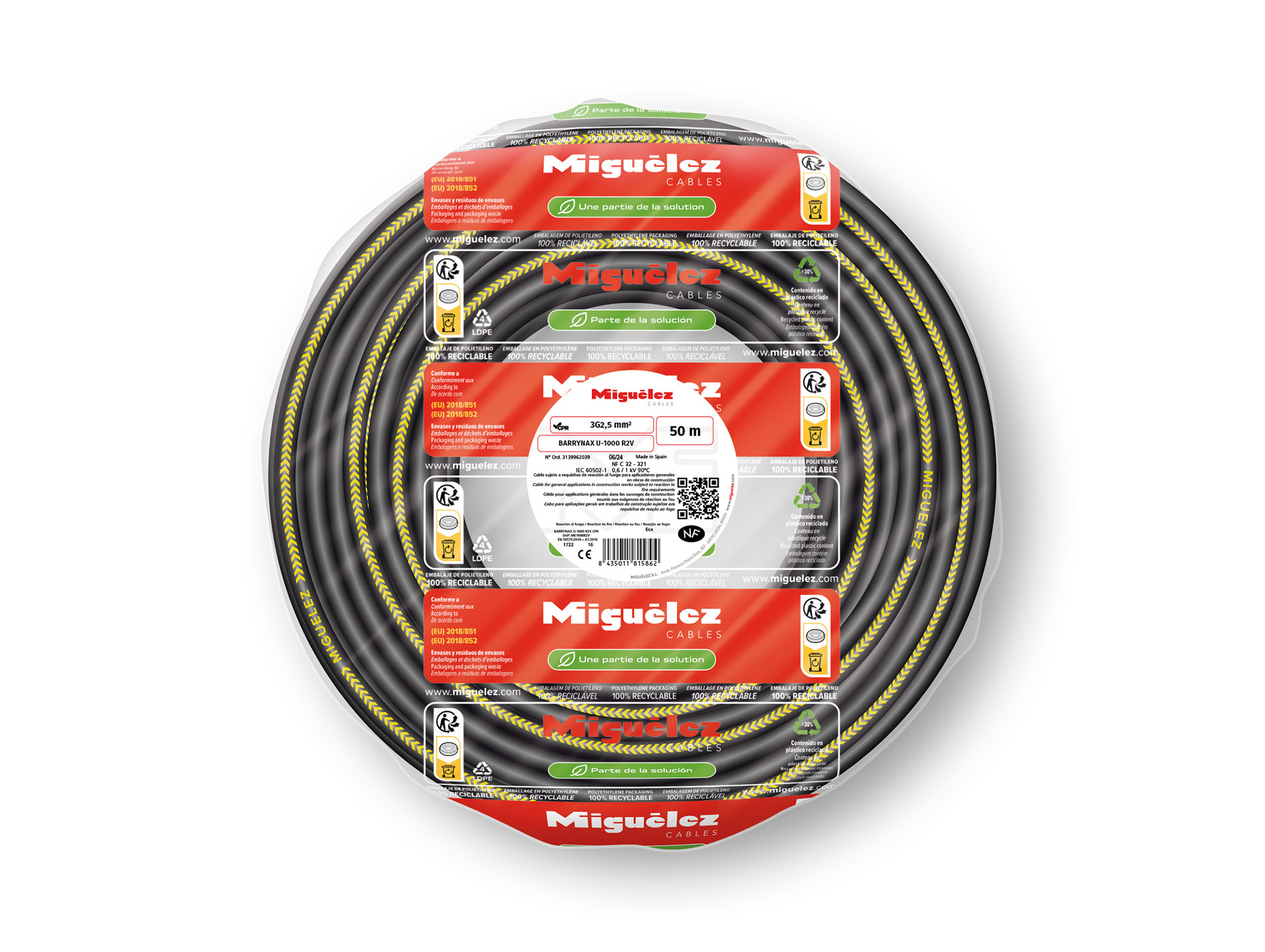 Câble électrique MIGUELEZ 1000RO2V 3G2,5mm² 50m noir