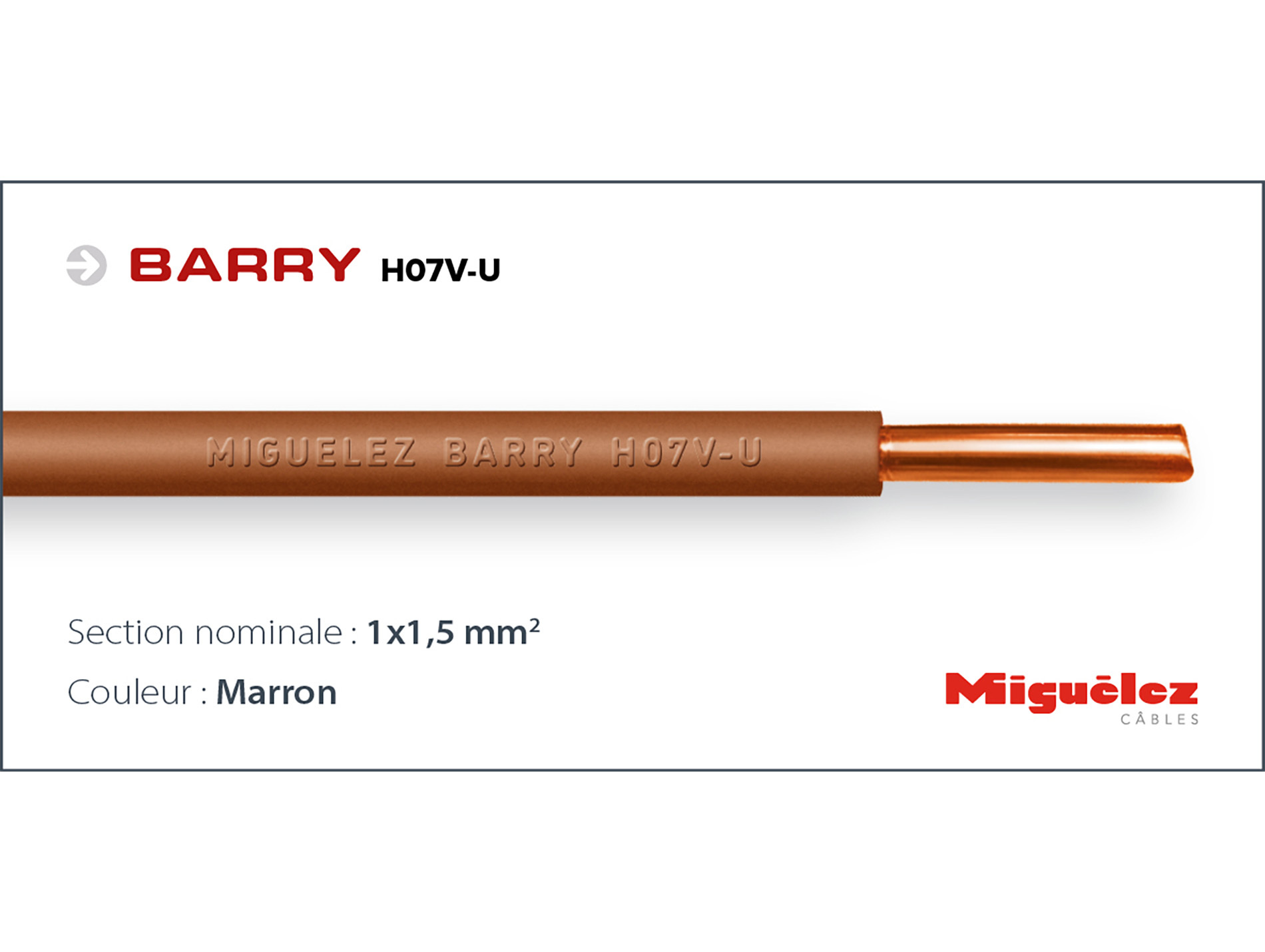 Câble électrique MIGUELEZ HO7VU 1x1,5mm² 100m marron