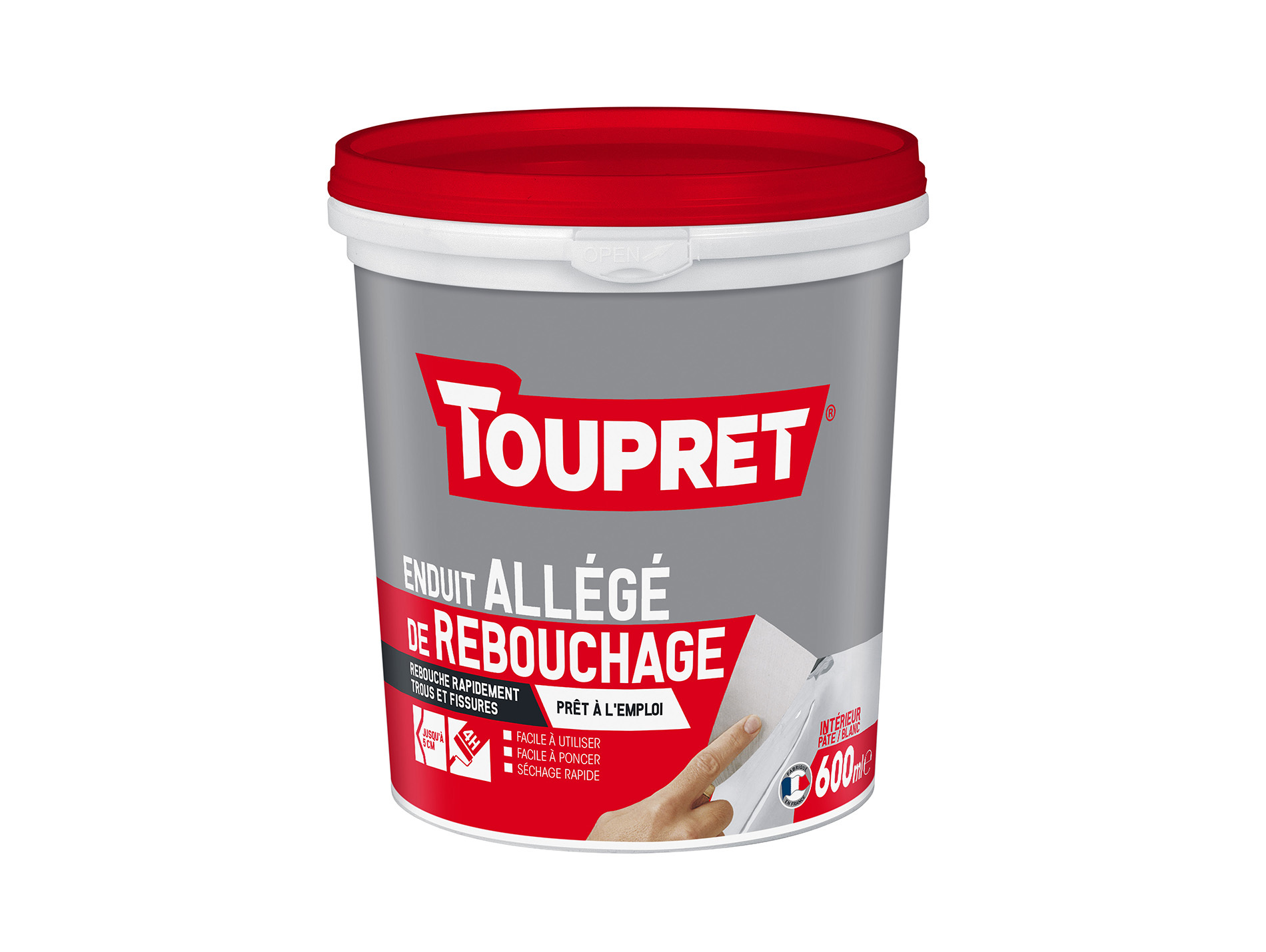 Enduit de rebouchage allégé TOUPRET en pâte 600ml