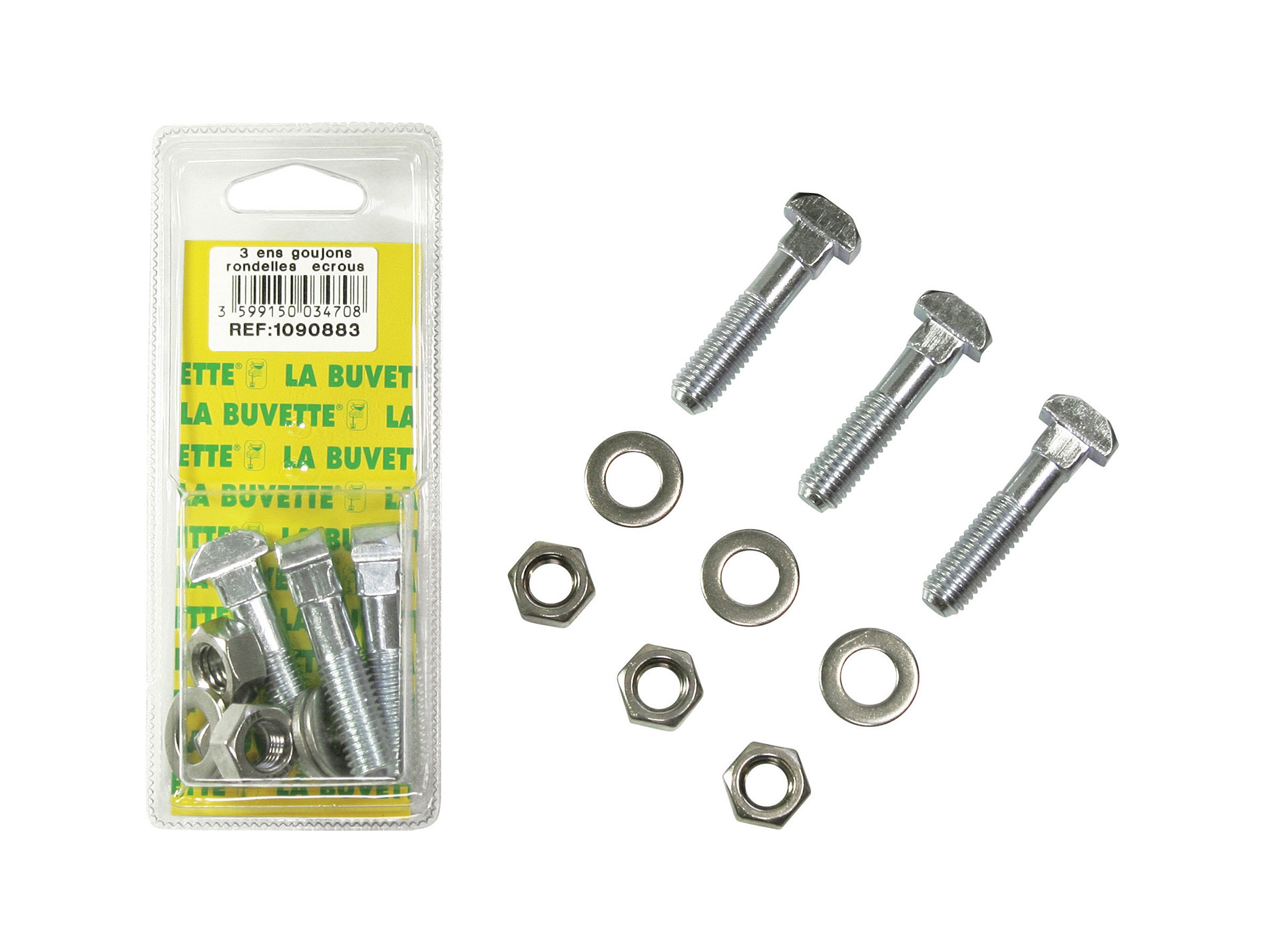 Ensemble boulon+rondelle+écrou x3