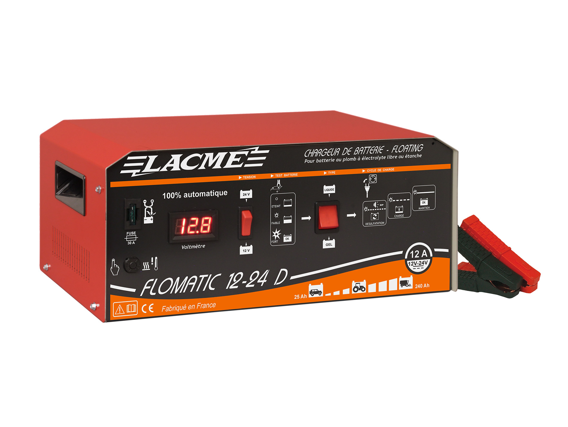 Chargeur batterie LACME 12/24V 240Ah 12A