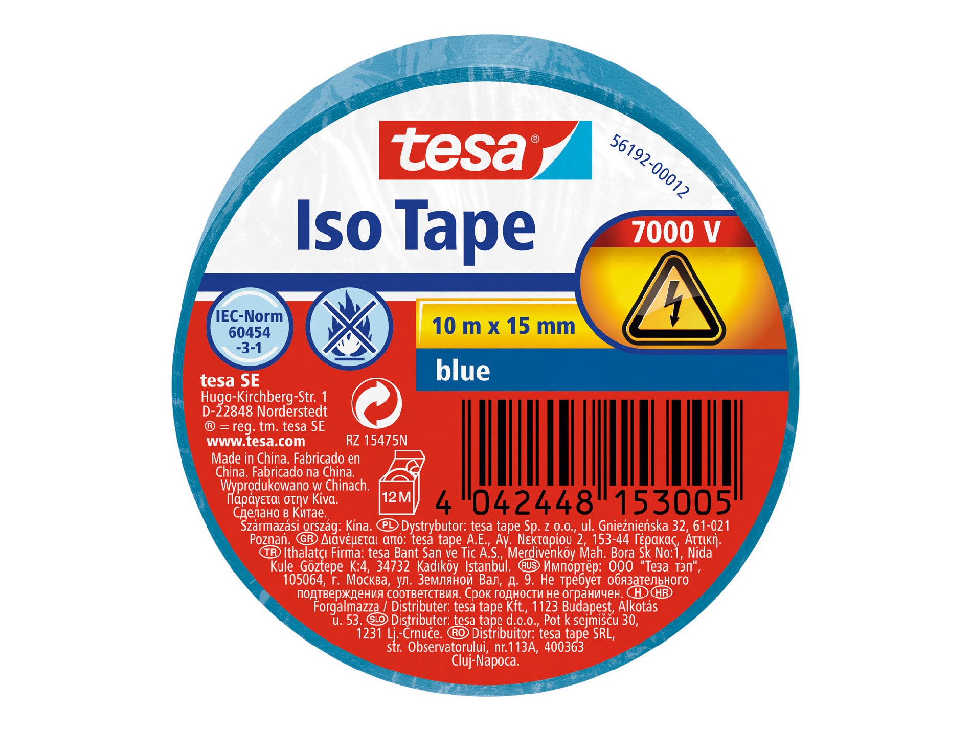 Adhésif TESA Isoler universel électrique bleu l.15mm x L.10m
