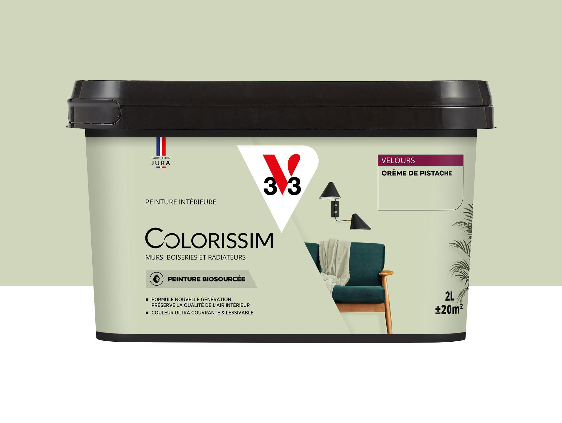 Peinture de décoration Colorissim V33 Crème de pistache velours 2L