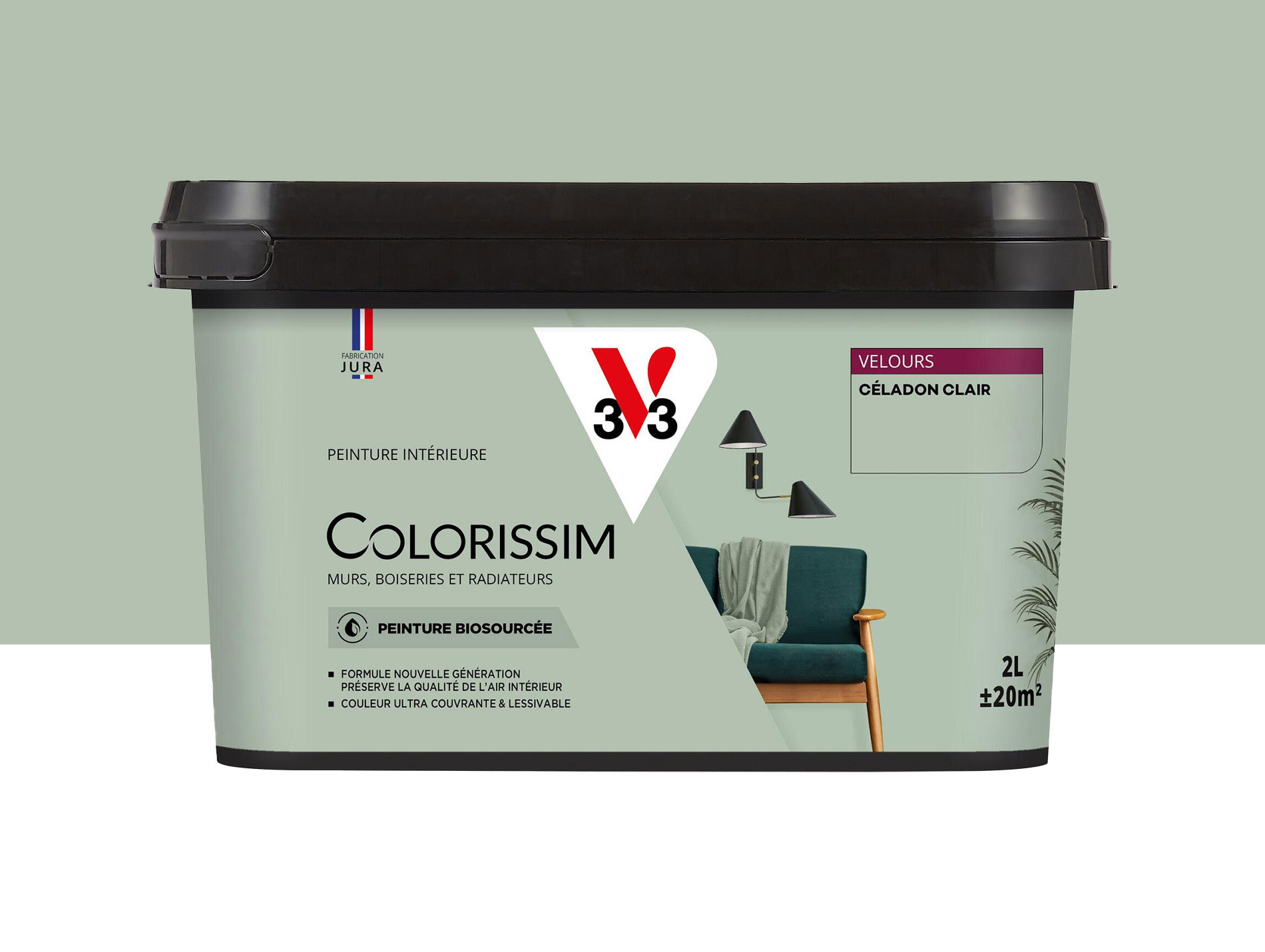 Peinture de décoration Colorissim V33 Céladon clair velours 2L