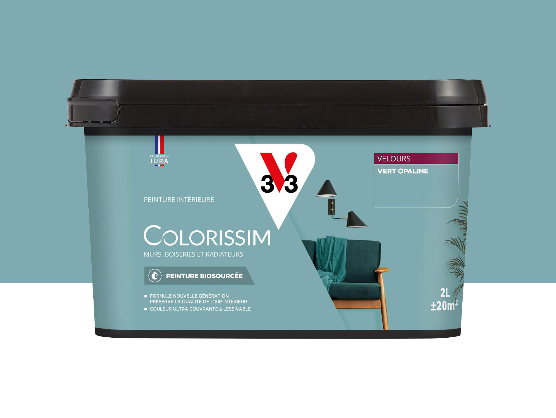 Peinture de décoration Colorissim V33 Vert opaline velours 2L