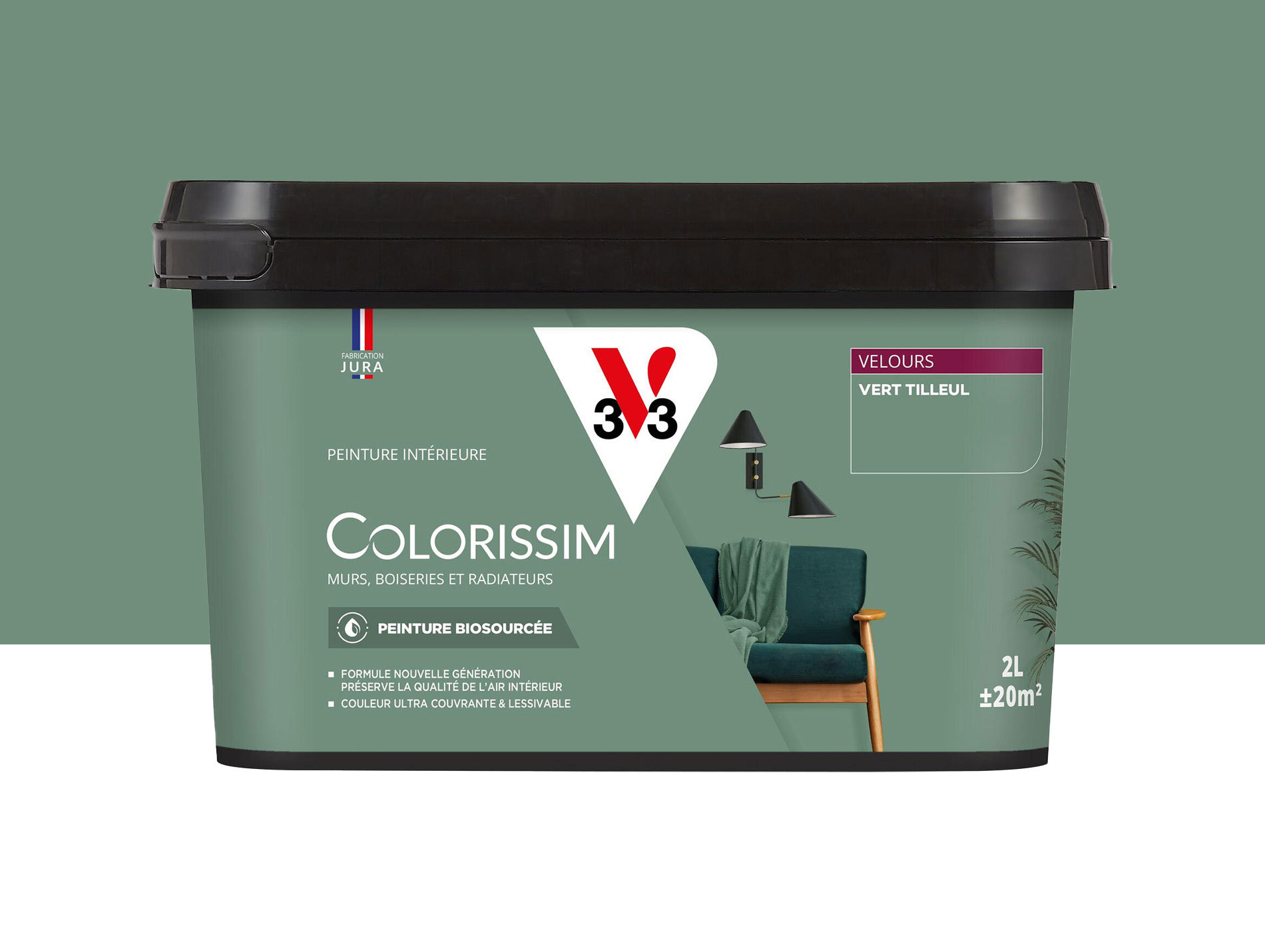 Peinture de décoration Colorissim V33 Vert tilleul velours 2L