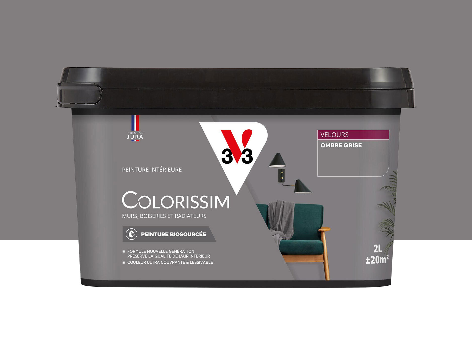 Peinture de décoration Colorissim V33 Ombre grise velours 2L