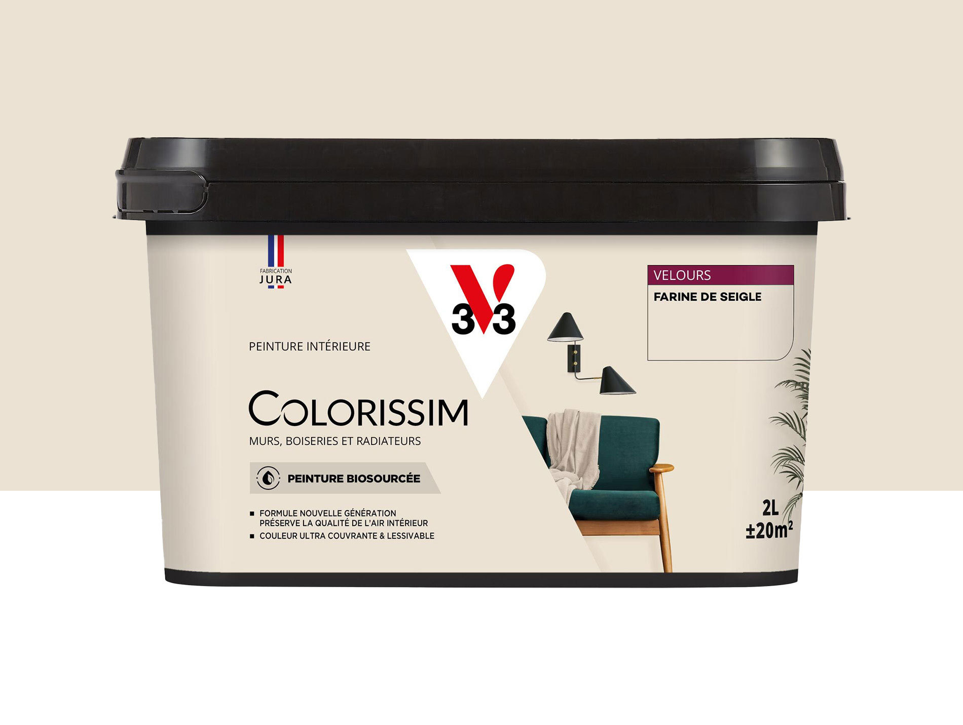 Peinture de décoration Colorissim V33 Farine de seigle velours 2L