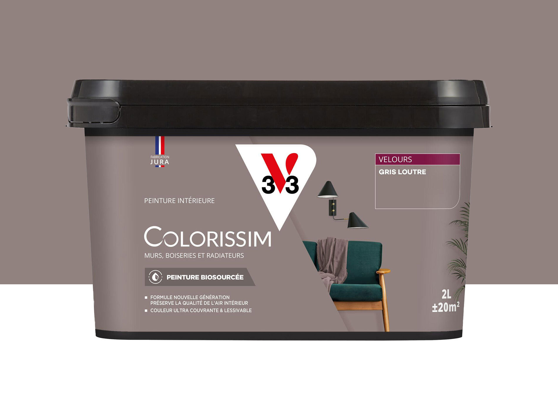 Peinture de décoration Colorissim V33 Gris loutre velours 2L