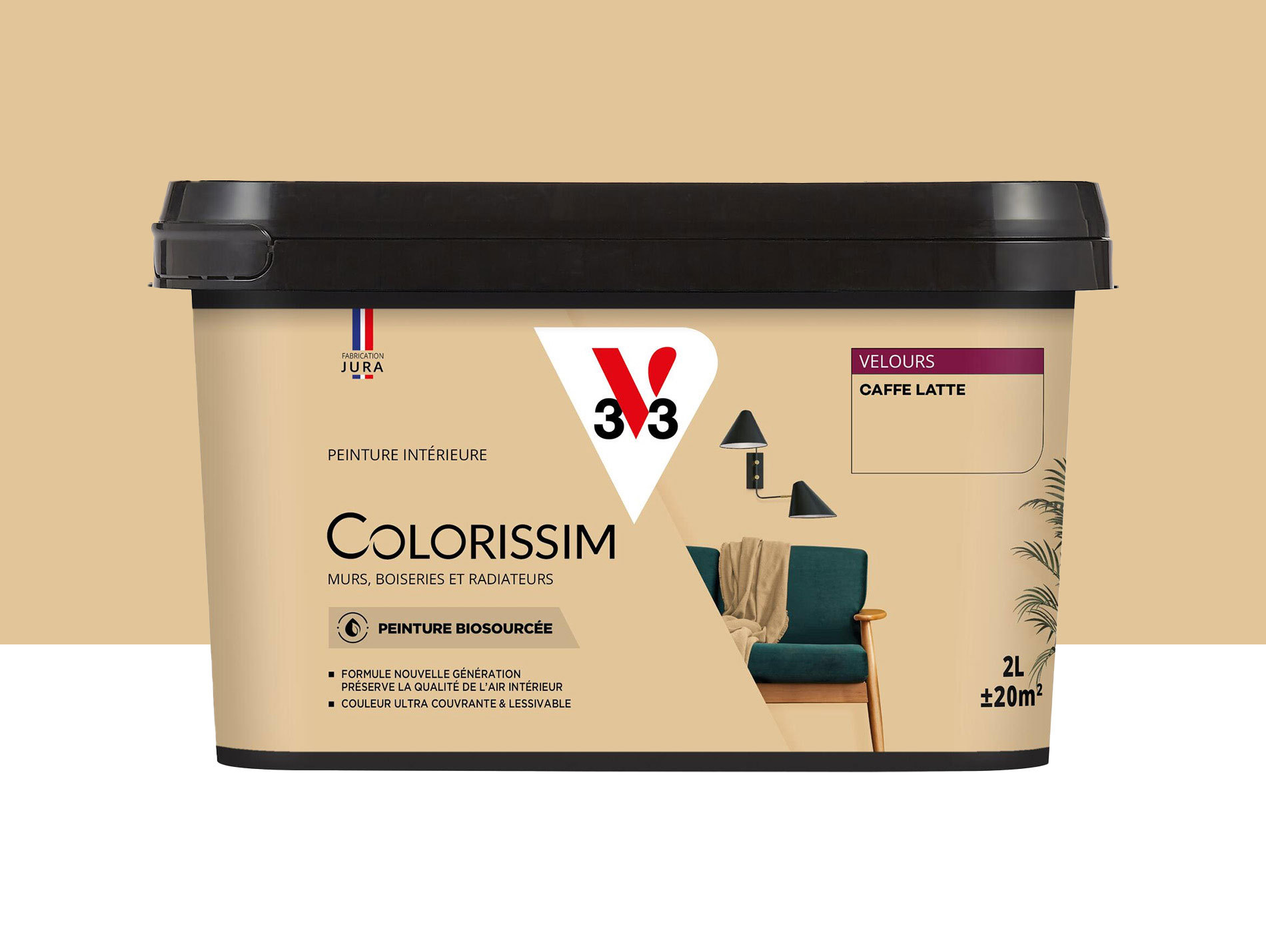 Peinture de décoration Colorissim V33 Café latté velours 2L