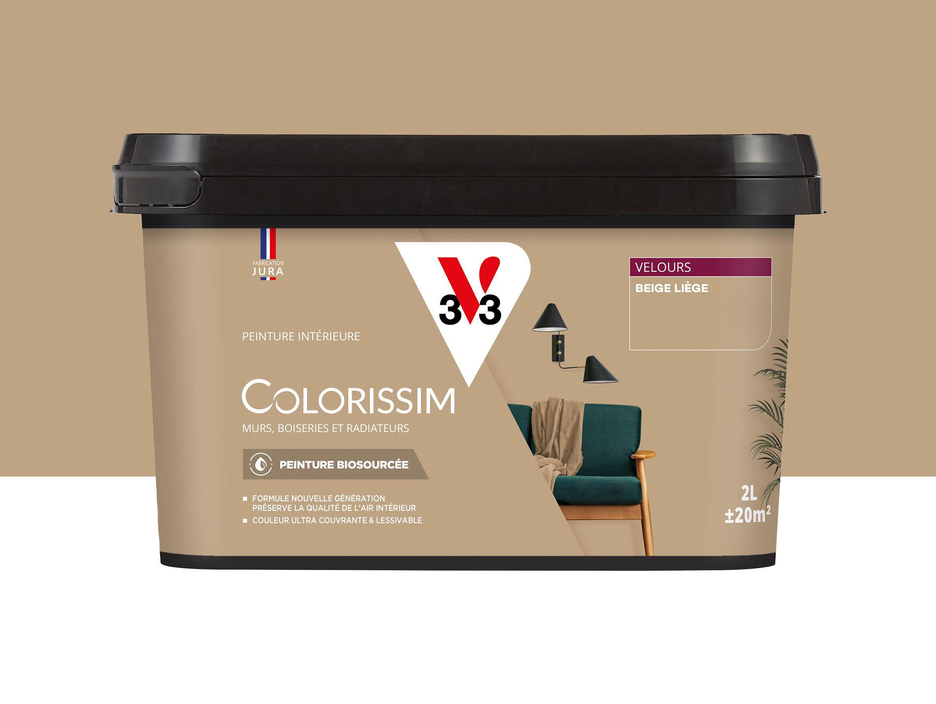 Peinture de décoration Colorissim V33 Beige liège velours 2L