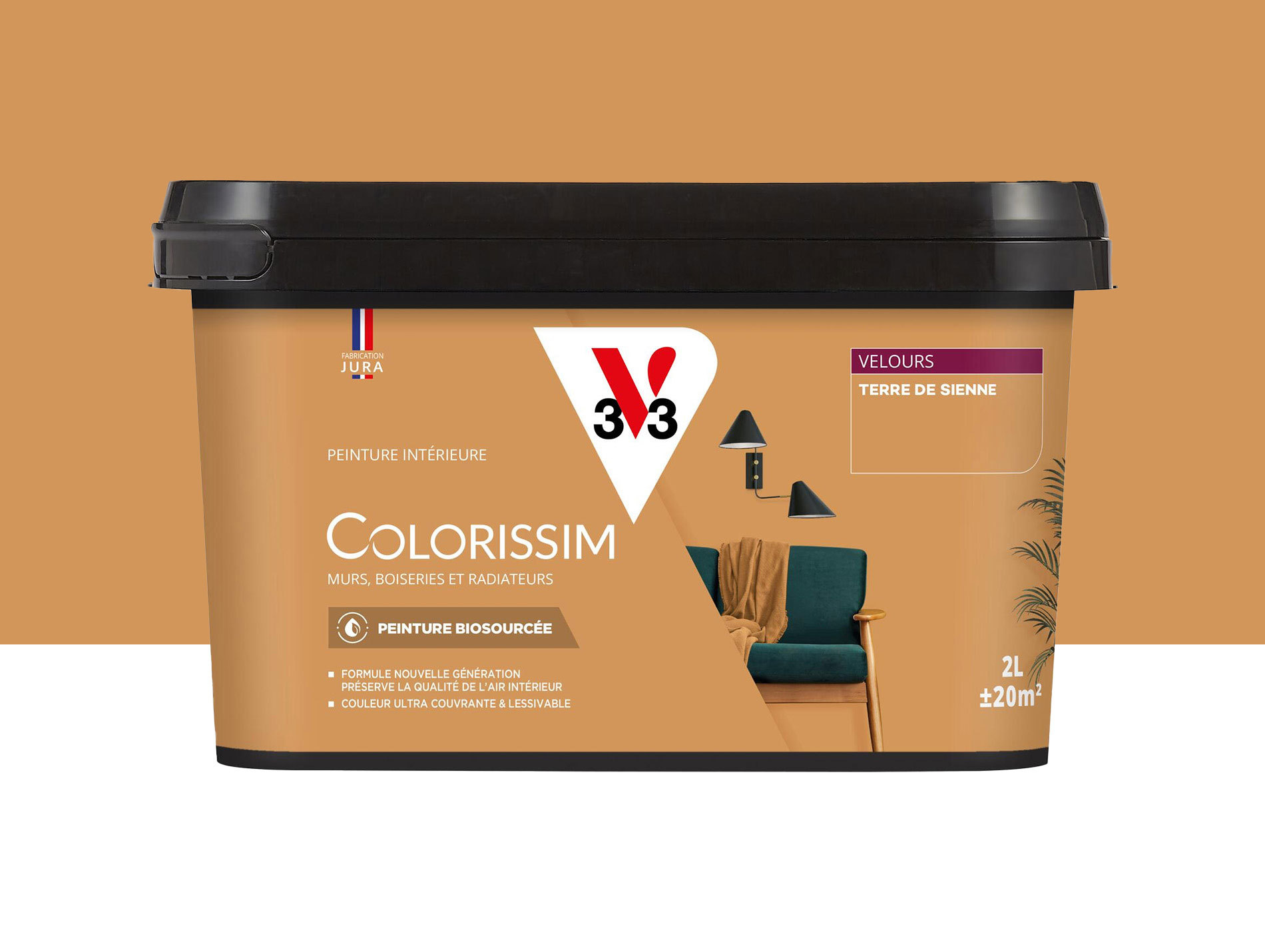 Peinture de décoration Colorissim V33 Terre de sienne velours 2L