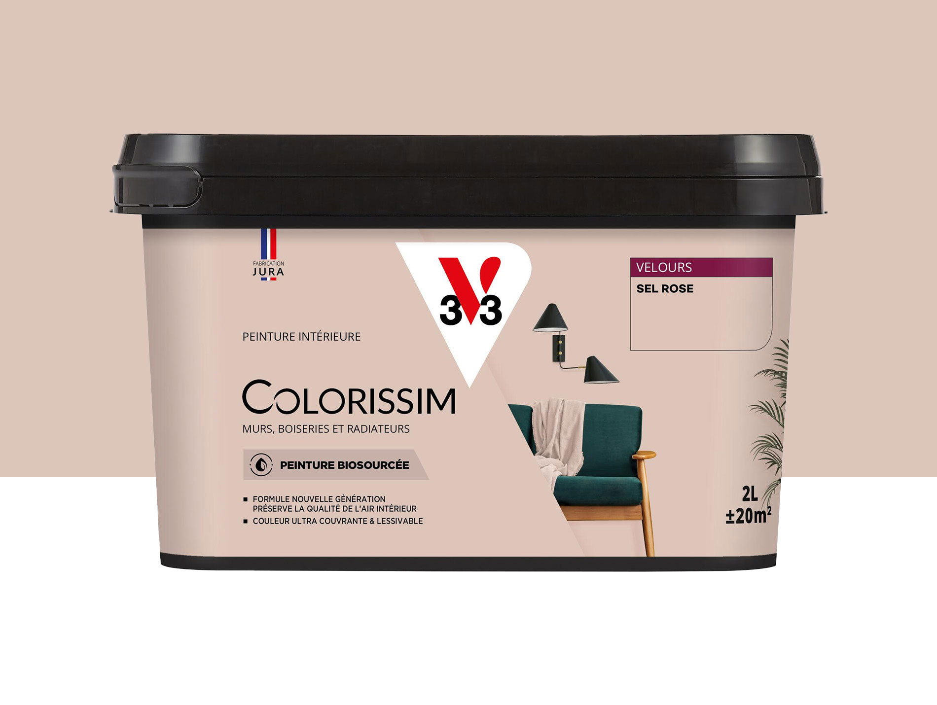 Peinture de décoration Colorissim V33 Sel rose velours 2L