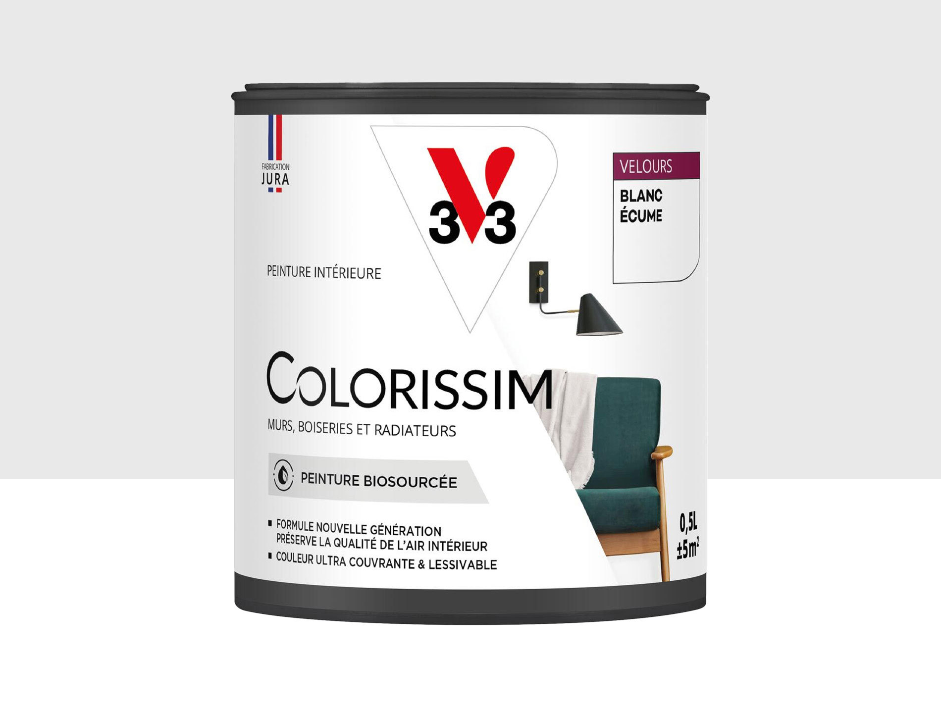 Peinture de décoration Colorissim V33 Blanc écume velours 500ml