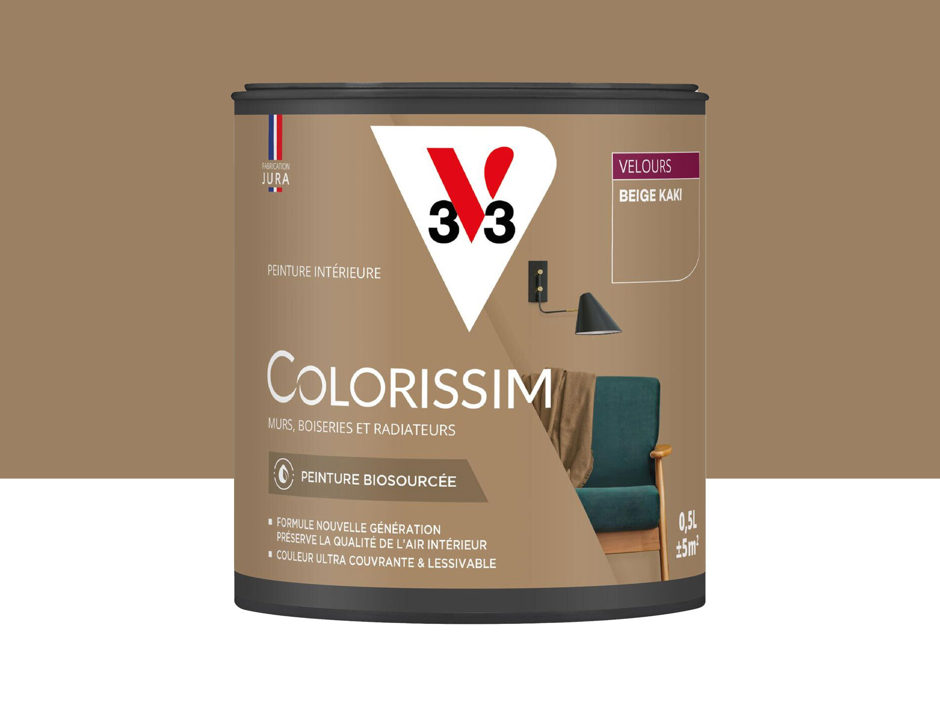 Peinture de décoration Colorissim V33 Beige kaki velours 500ml