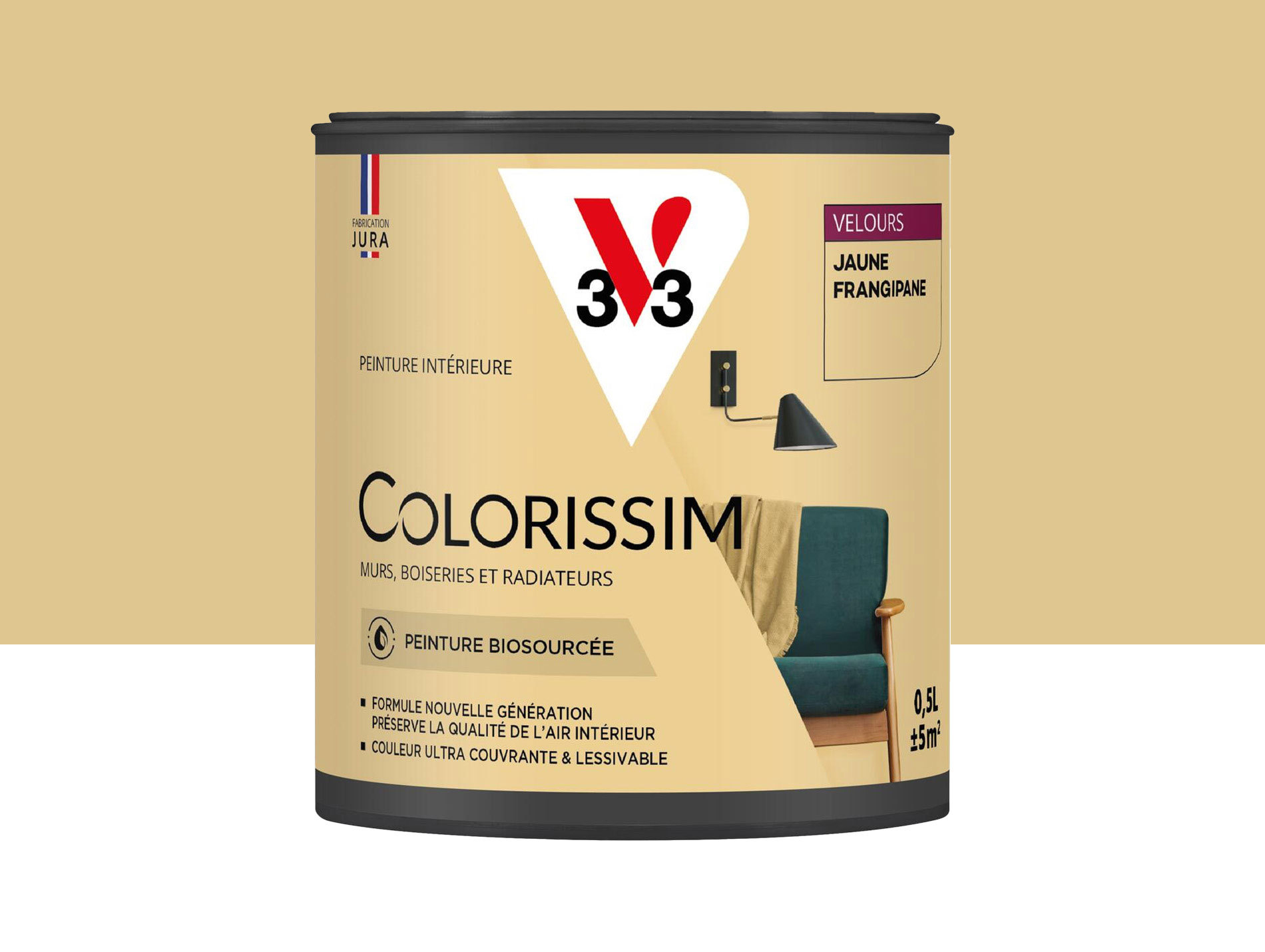 Peinture décoration Colorissim V33 Jaune frangipane velours 500ml