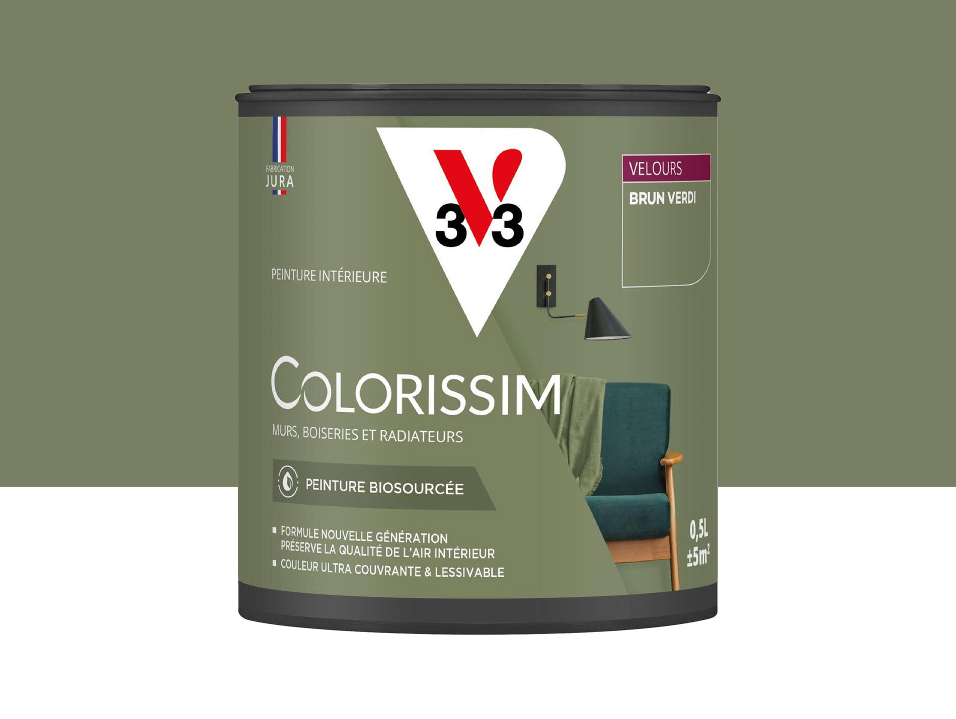 Peinture de décoration Colorissim V33 Brun verdi velours 500ml