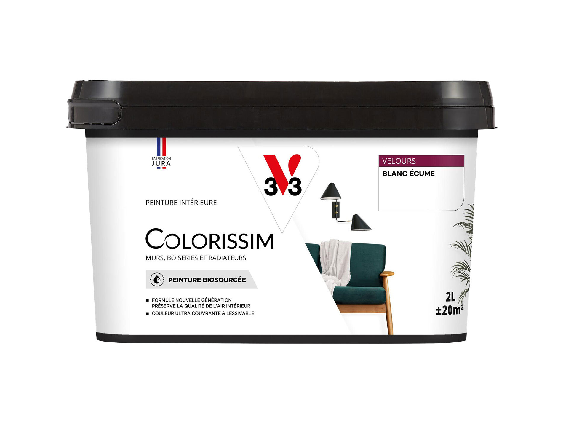 Peinture de décoration Colorissim V33 Blanc écume velours 2L