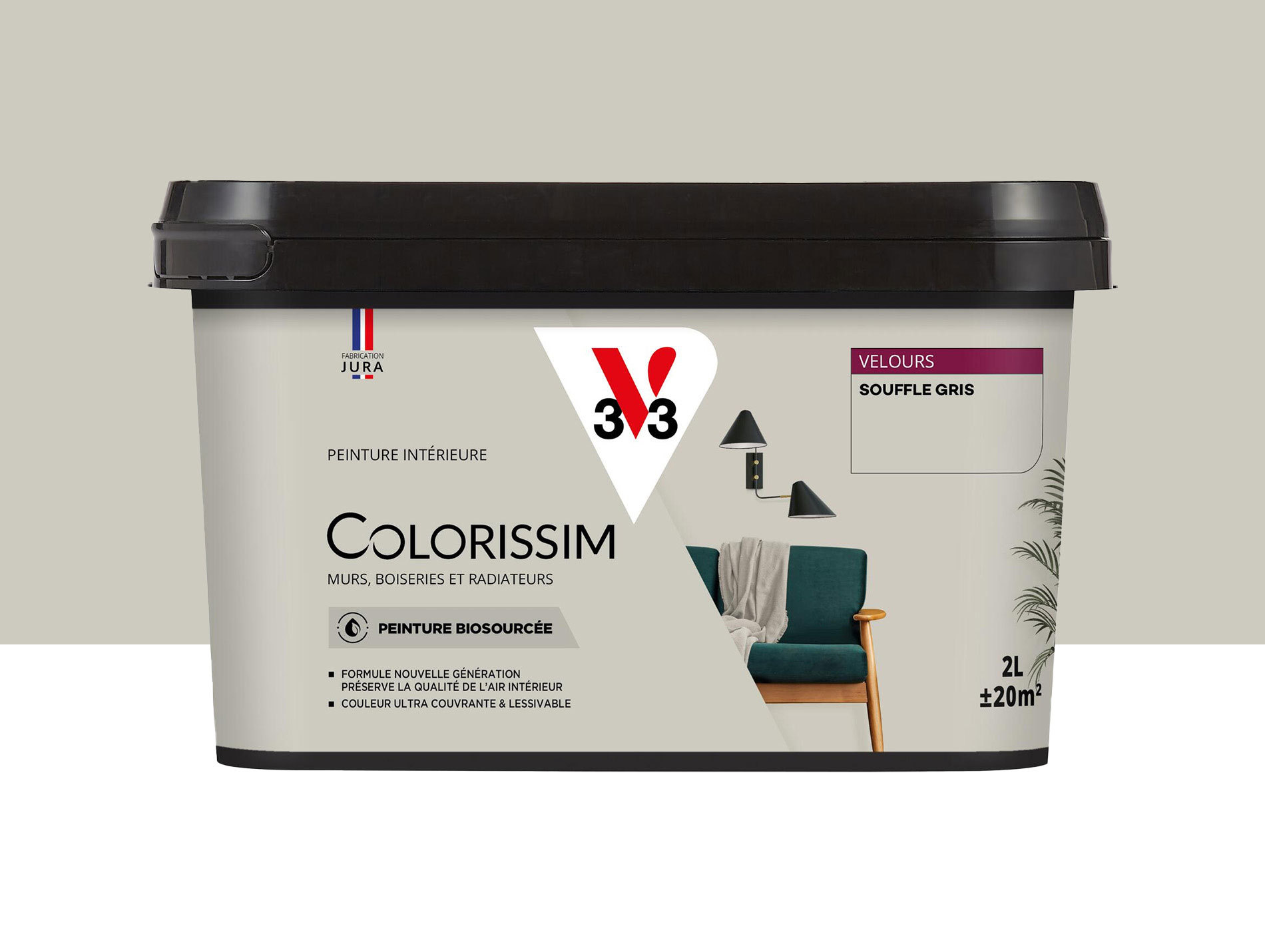 Peinture de décoration Colorissim V33 Souffle gris velours 2L