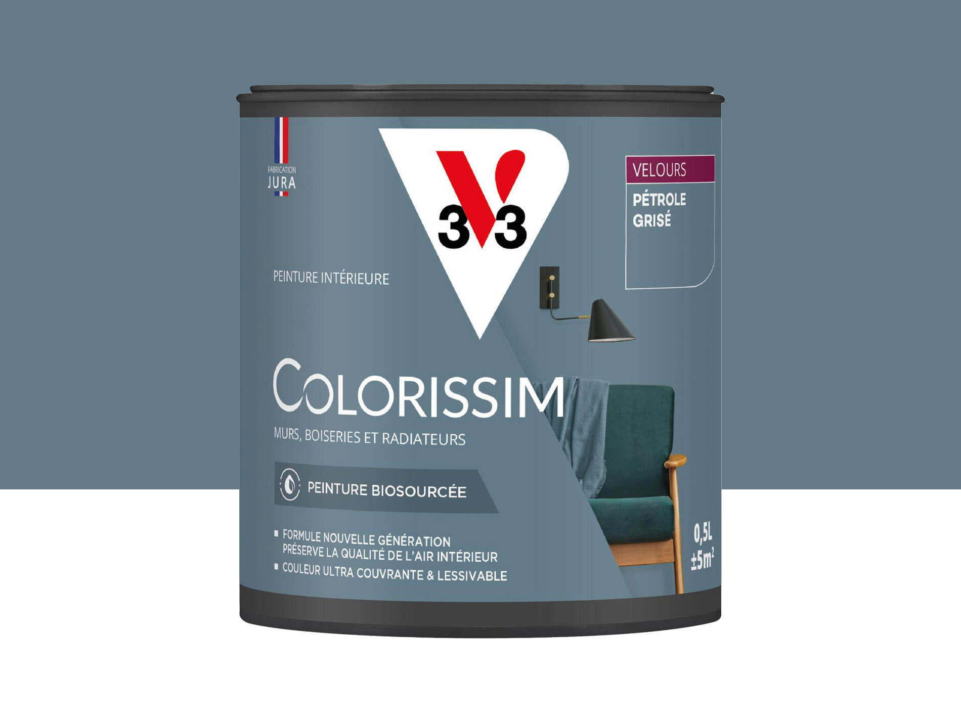 Peinture de décoration Colorissim V33 Pétrole grisé velours 500ml