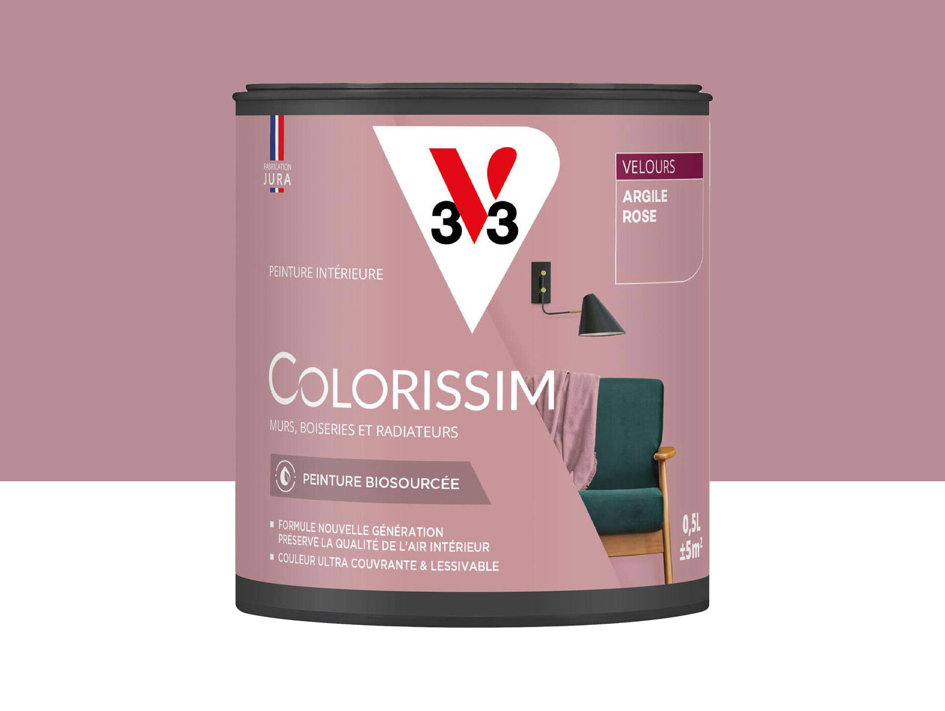 Peinture de décoration Colorissim V33 Argile rose velours 500ml