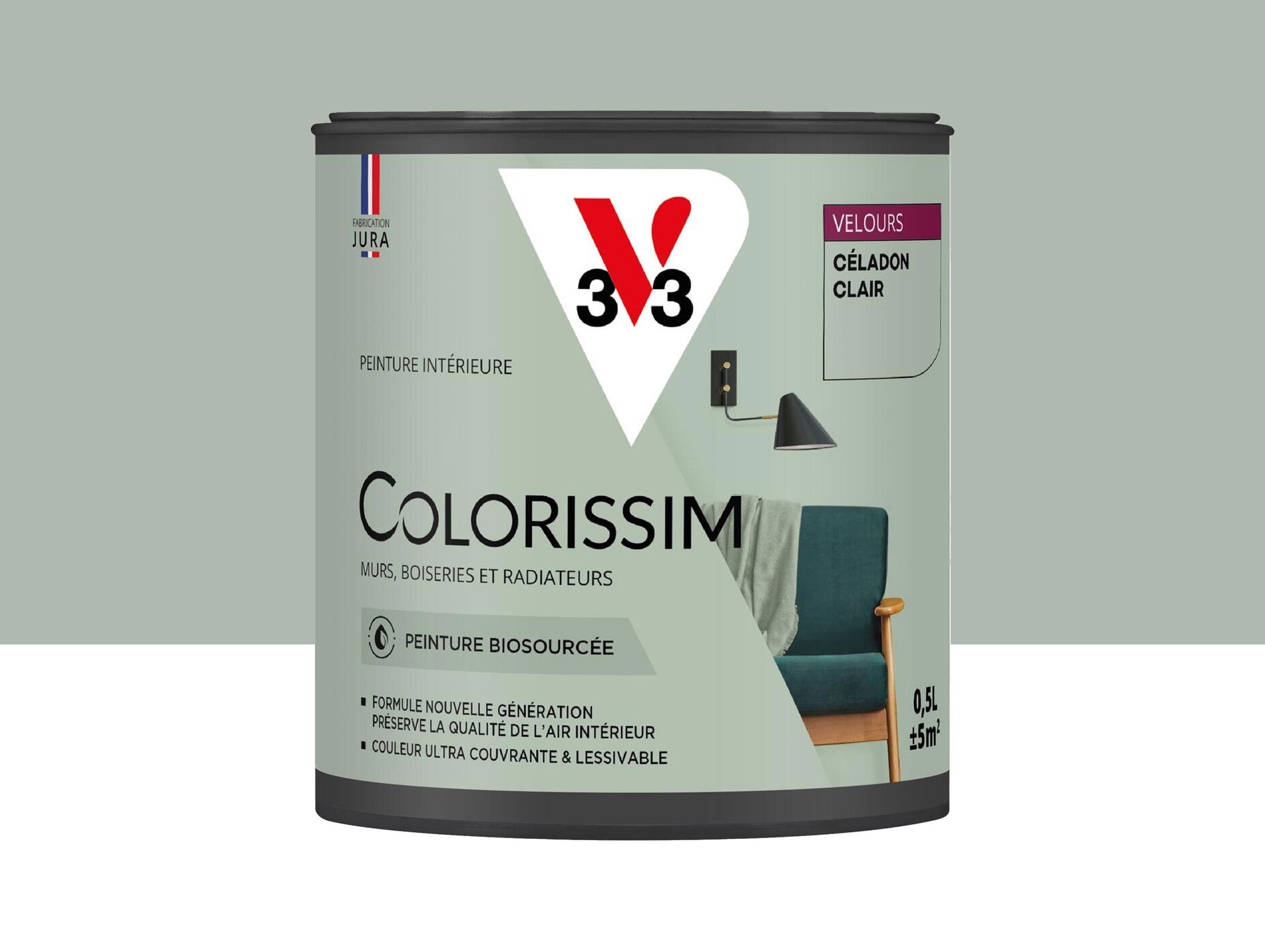 Peinture de décoration Colorissim V33 Céladon clair velours 500ml