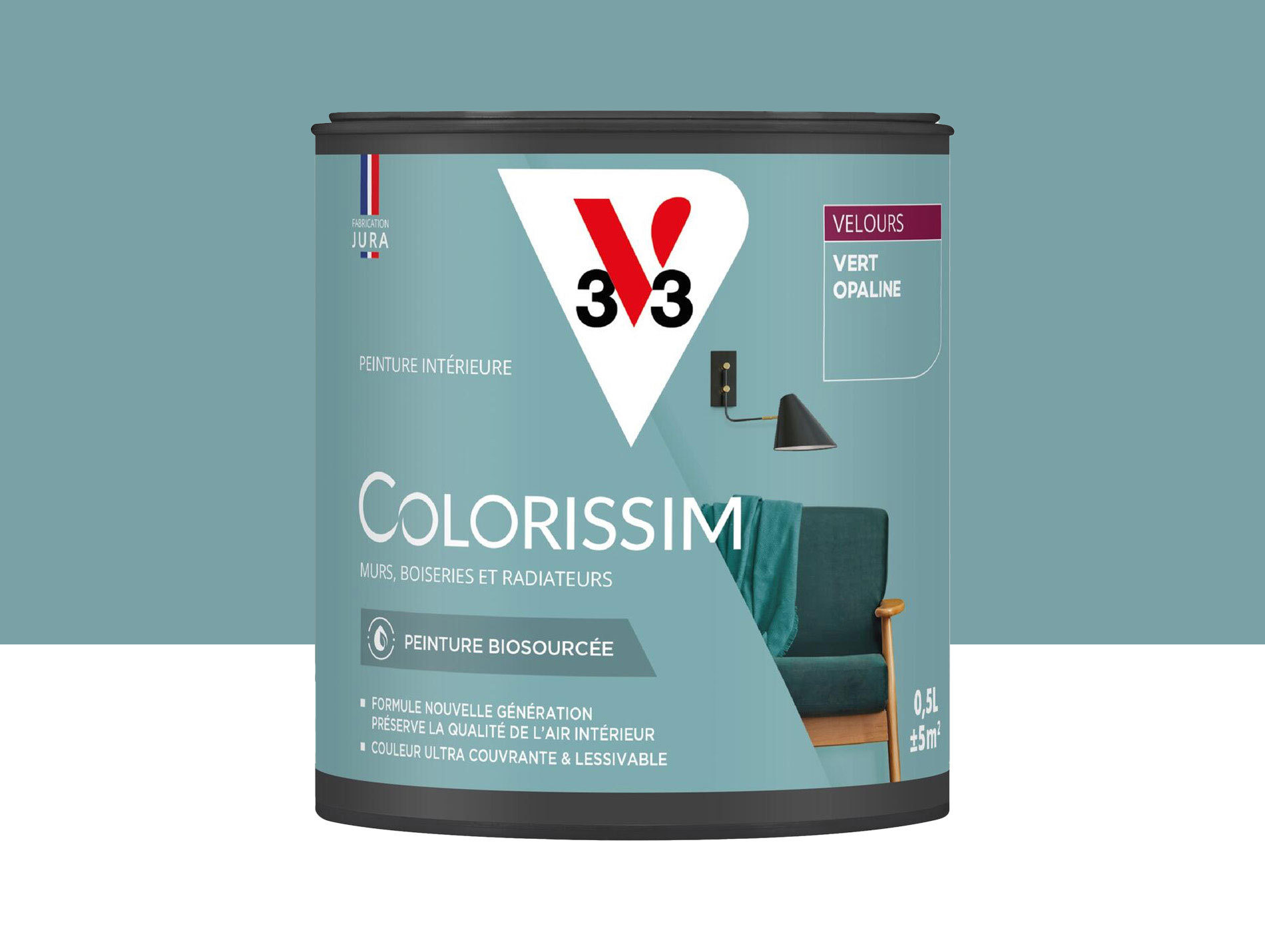Peinture de décoration Colorissim V33 Vert opaline velours 500ml