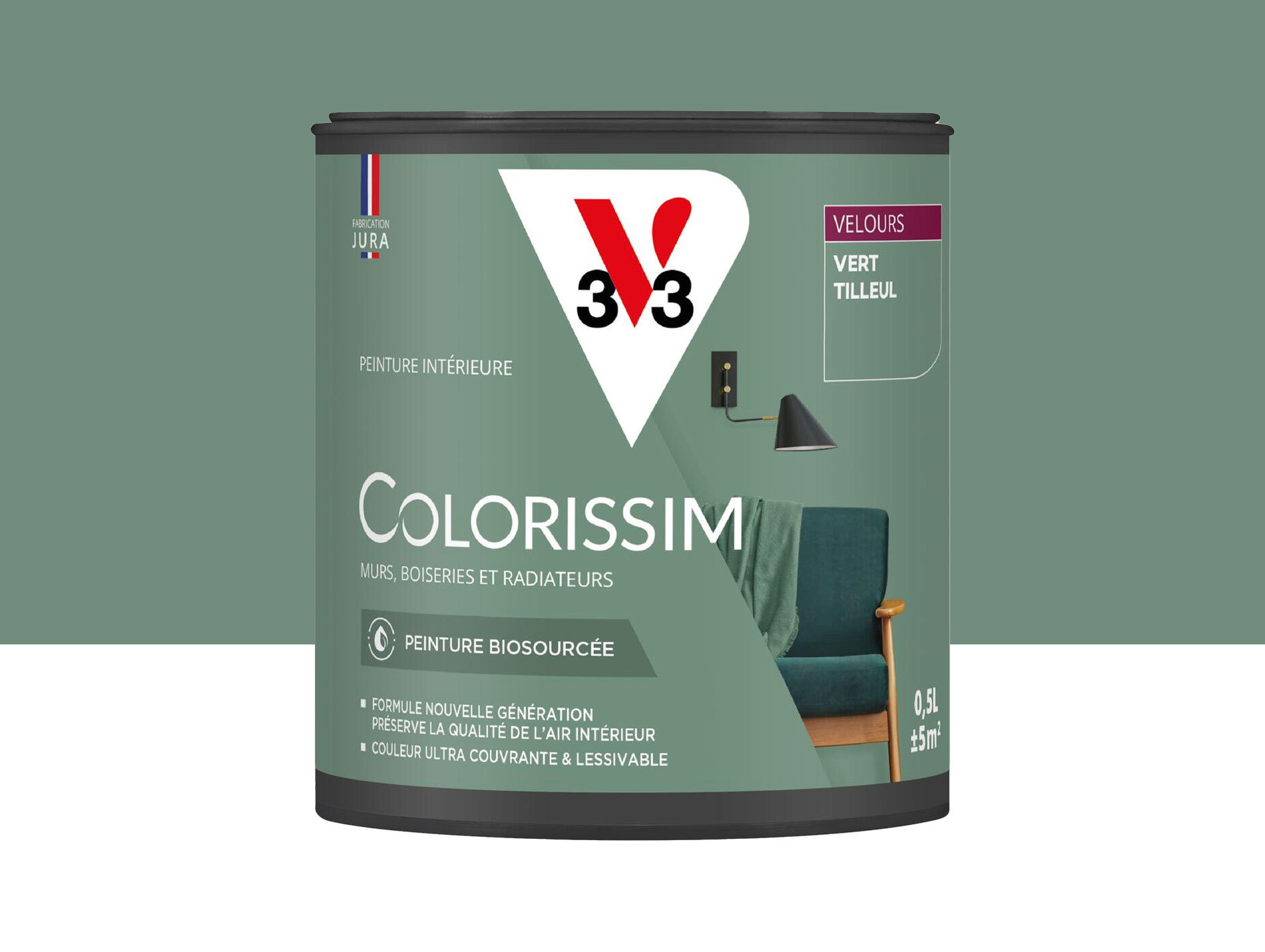 Peinture de décoration Colorissim V33 Vert tilleul velours 500ml