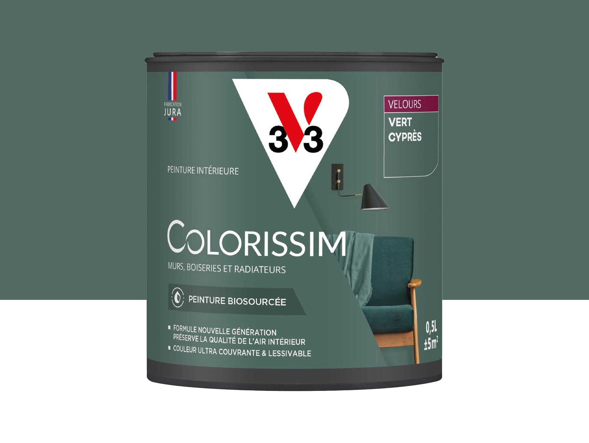 Peinture de décoration Colorissim V33 Vert cyprès velours 500ml