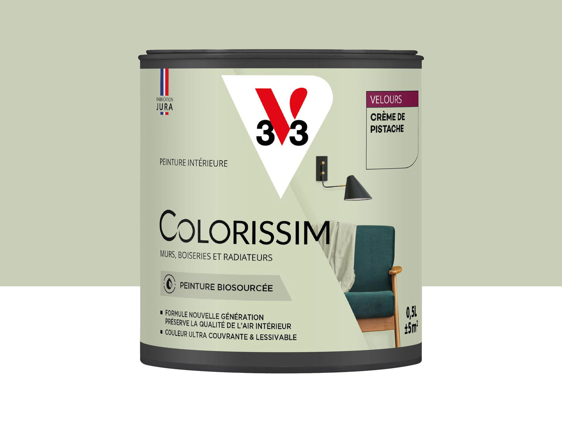 Peinture de décoration Colorissim V33 Crème pistache velours 500ml
