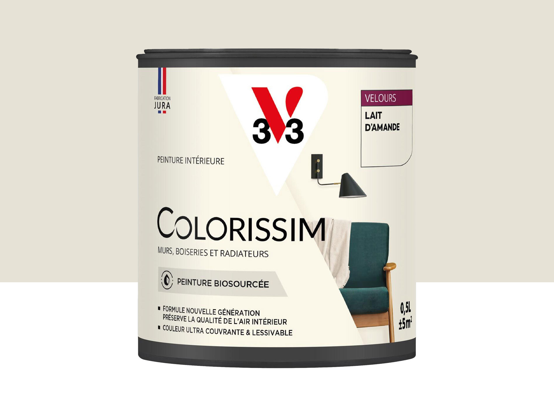 Peinture de décoration Colorissim V33 Lait d'amande velours 500ml