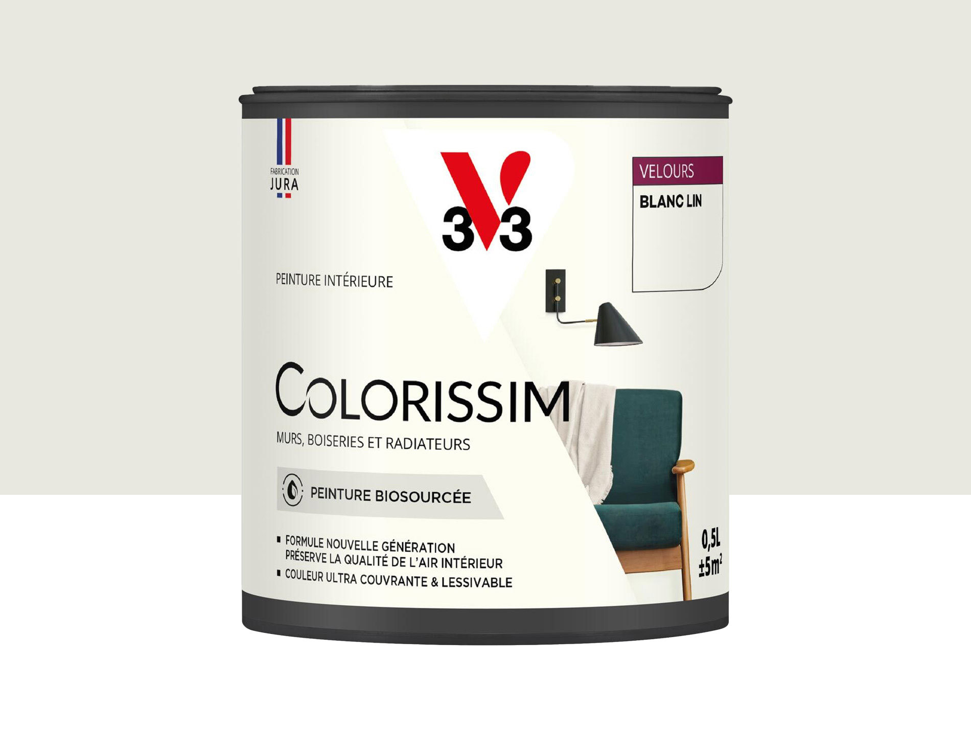 Peinture de décoration Colorissim V33 Blanc lin velours 500ml