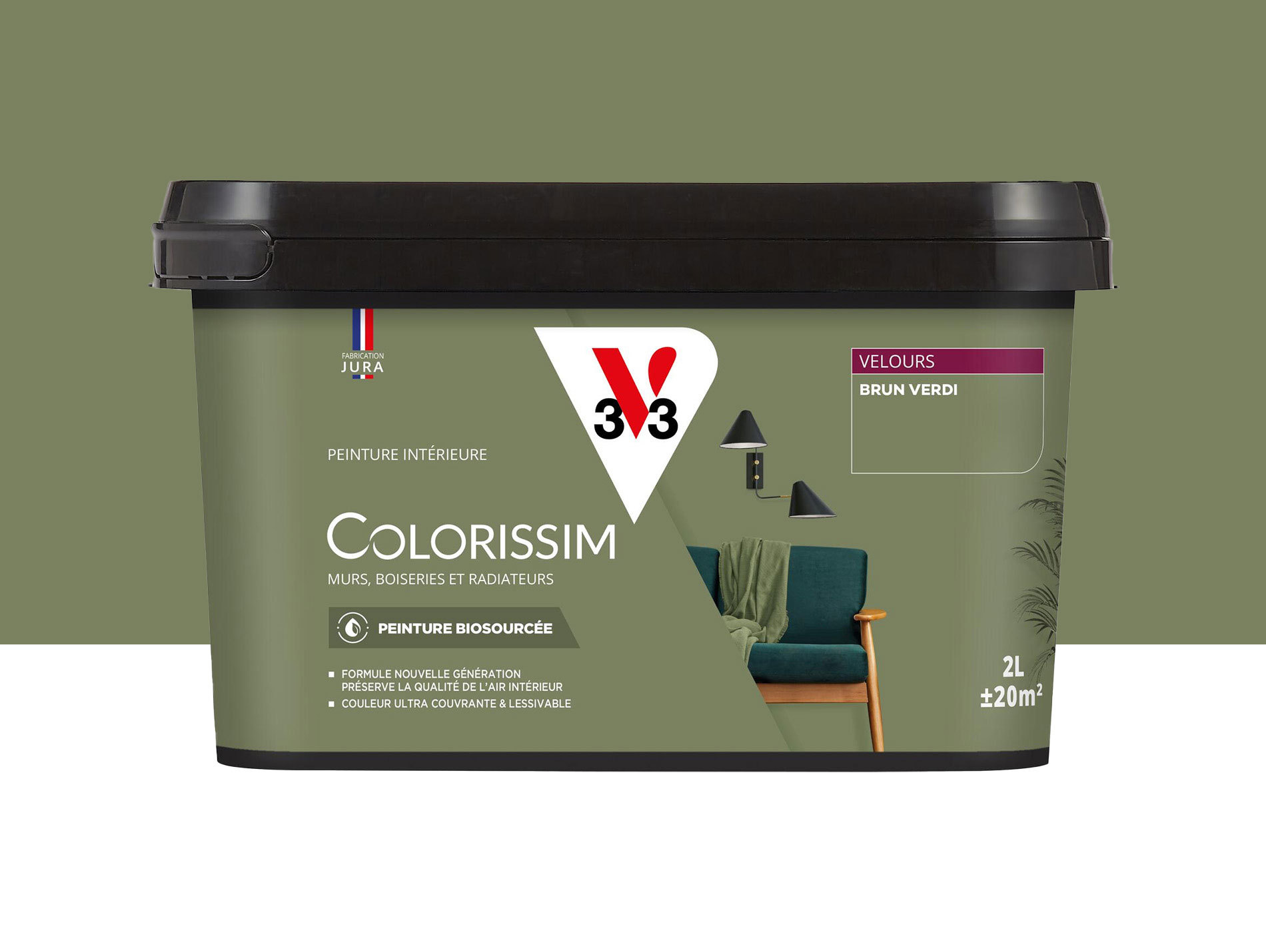 Peinture de décoration Colorissim V33 Brun verdi velours 2L
