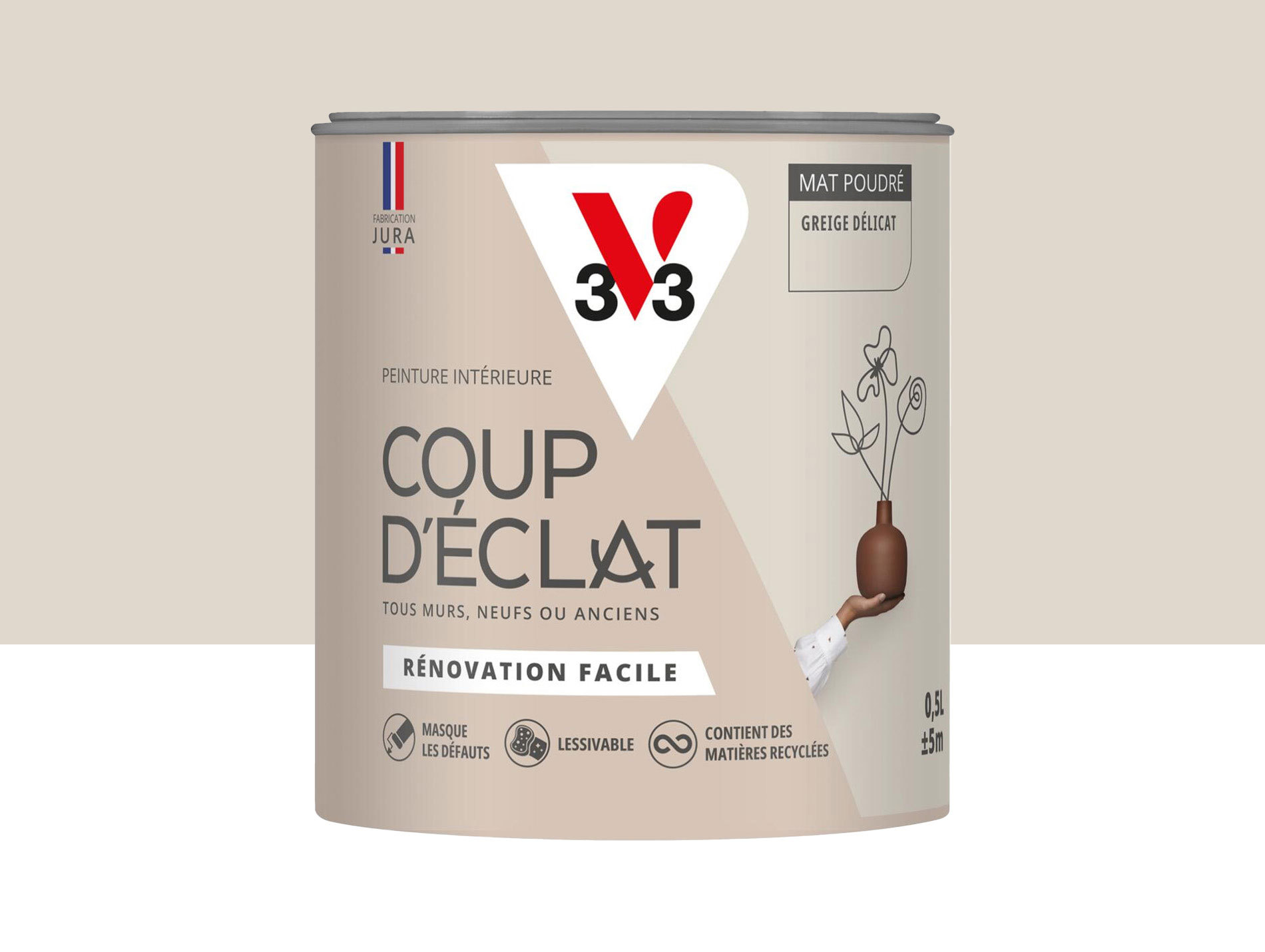 Peinture de décoration Coup d'éclat V33 Greige délicat 500ml