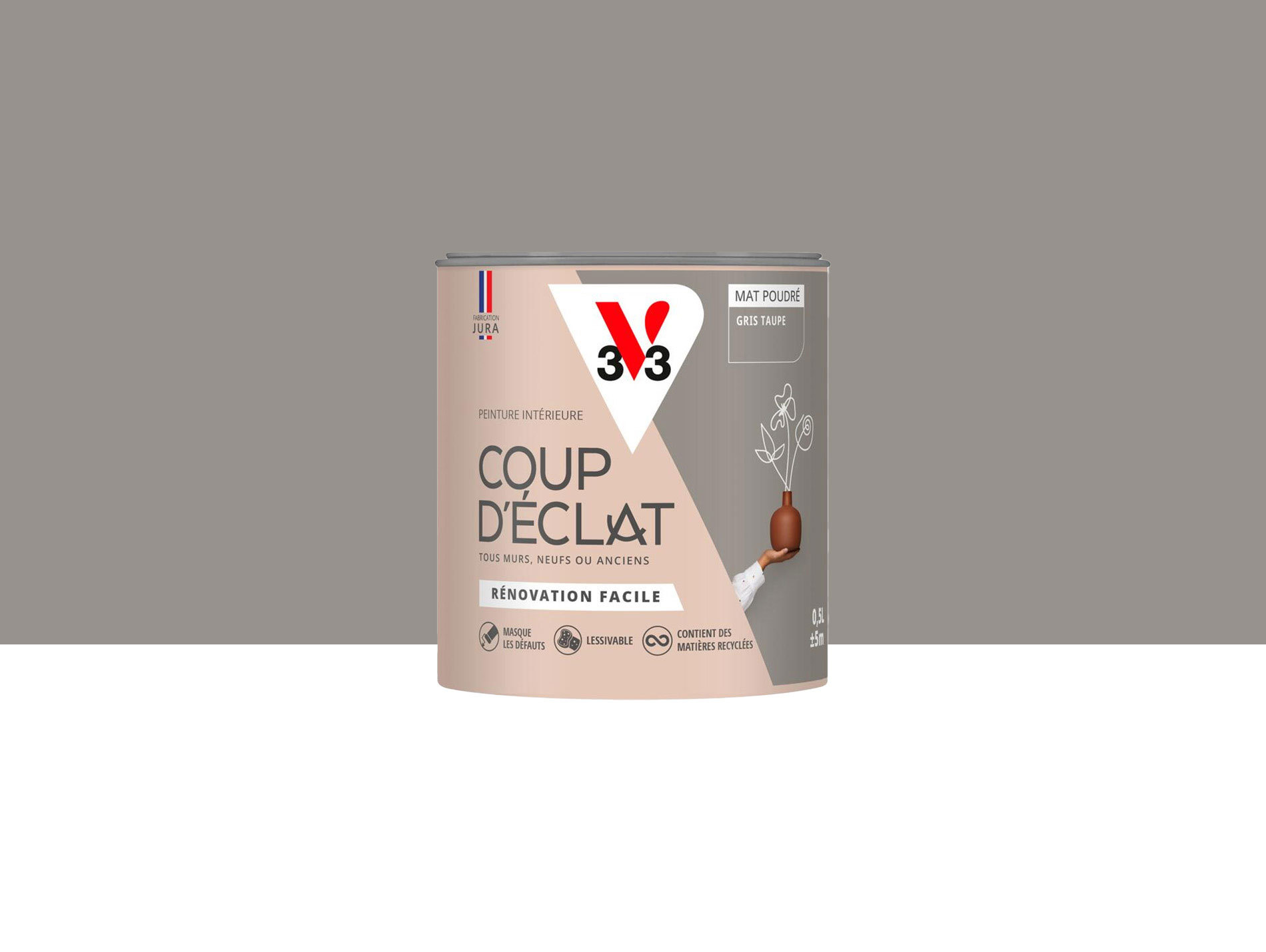 Peinture de décoration Coup d'éclat V33 Gris taupe 500ml