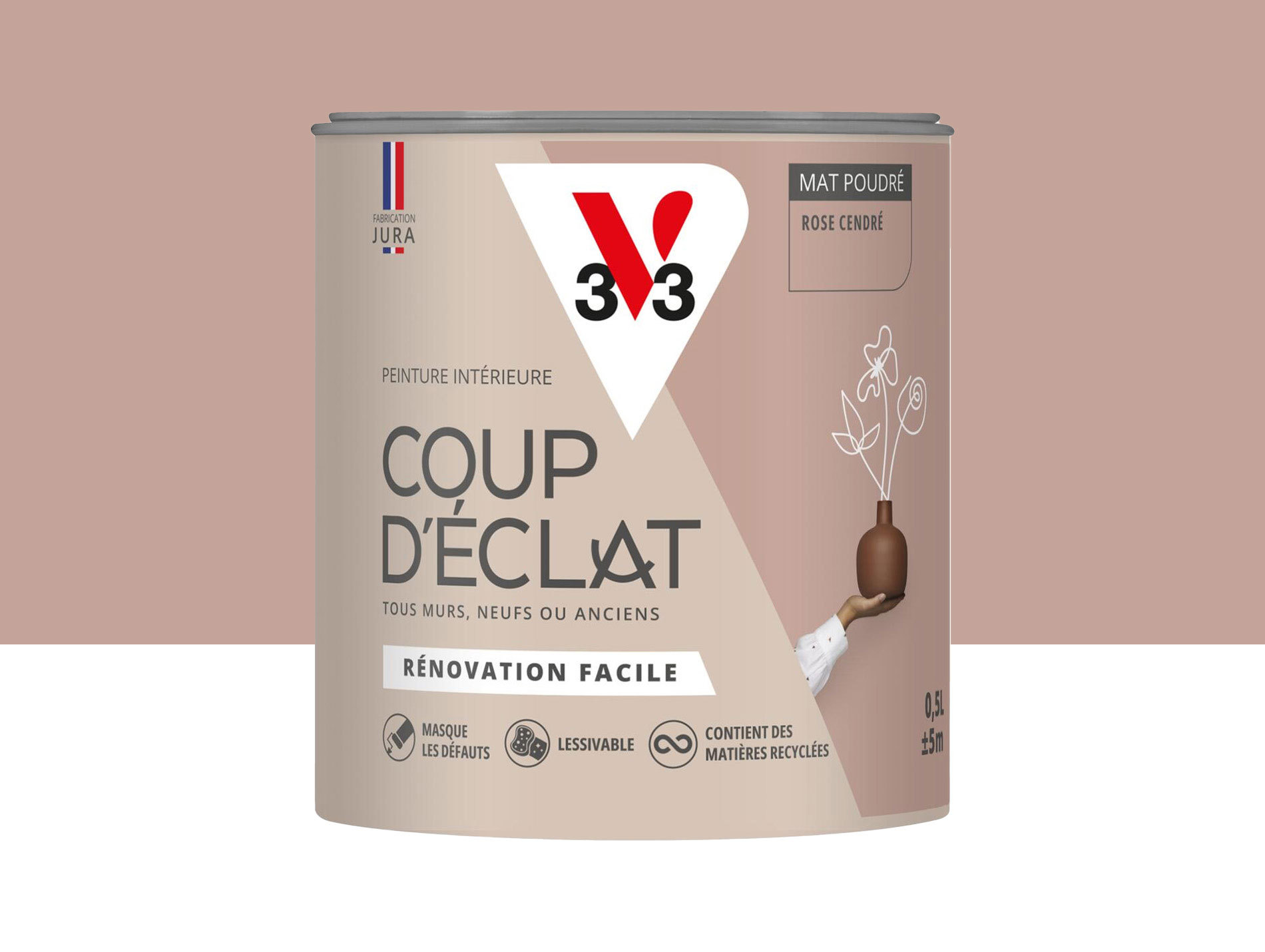 Peinture de décoration Coup d'éclat V33 Rose cendré 500ml