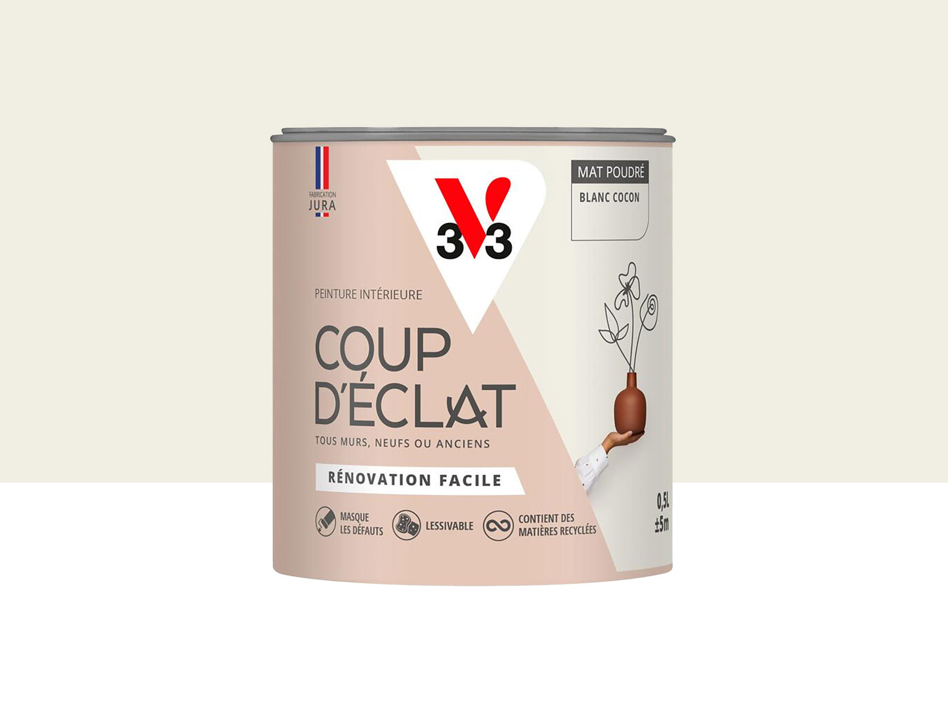 Peinture de décoration Coup d'éclat V33 Blanc cocon 500ml