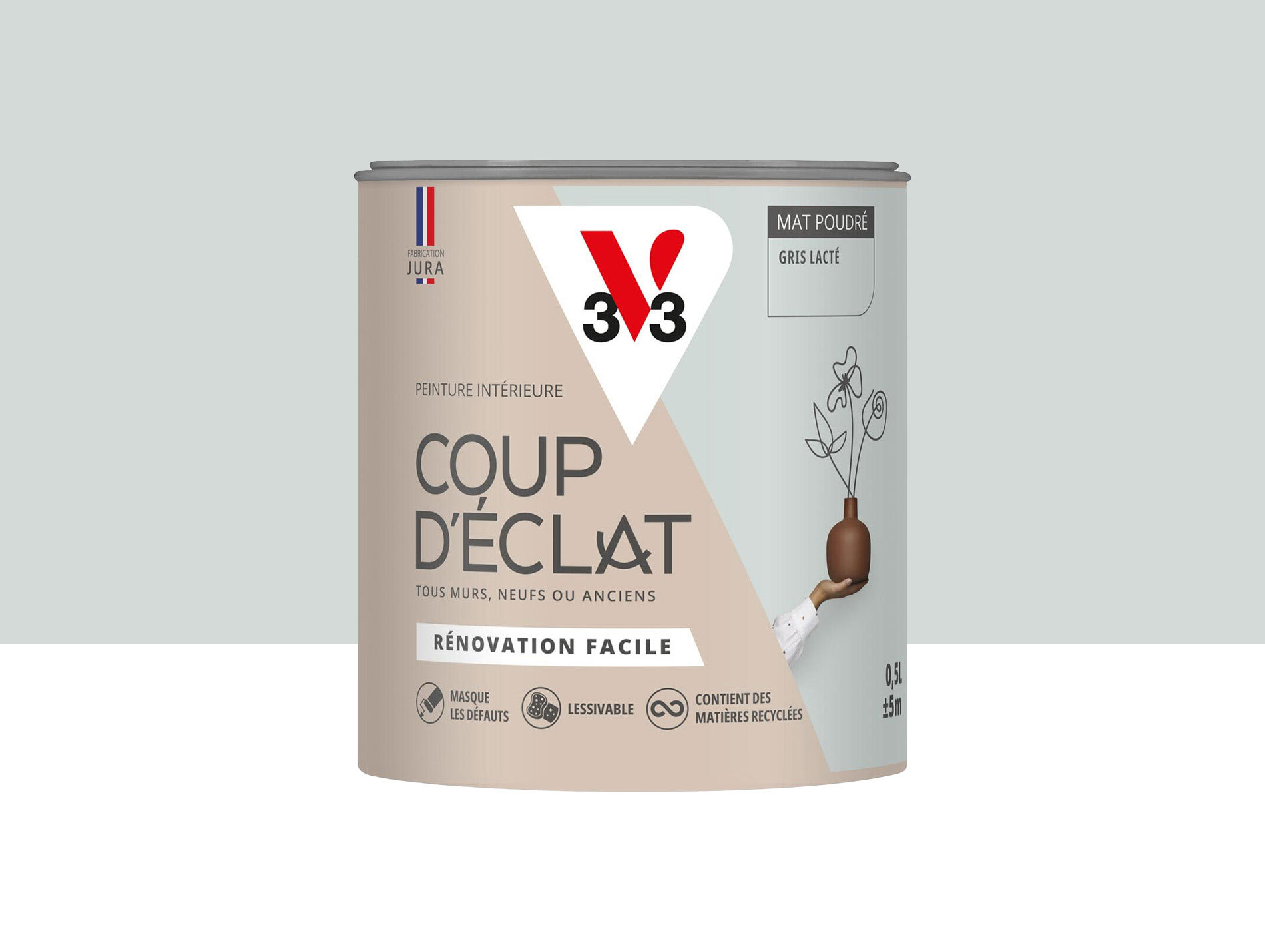 Peinture de décoration Coup d'éclat V33 Gris lacte 500ml
